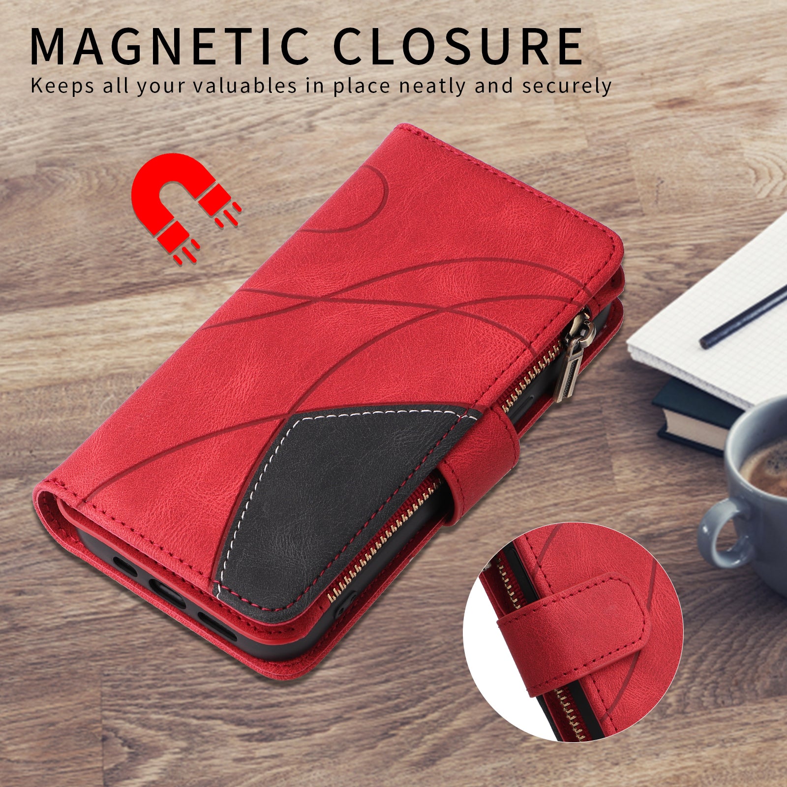 For-Samsung-Galaxy-S26-Ultra-Leather-Case-with-Strap-Zipper-9-Card-Slot-Phone-Cover-Stand-Red