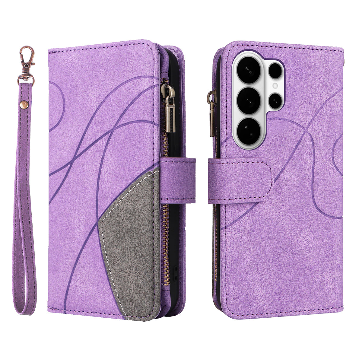For-Samsung-Galaxy-S26-Ultra-Leather-Case-with-Strap-Zipper-9-Card-Slot-Phone-Cover-Stand-Purple