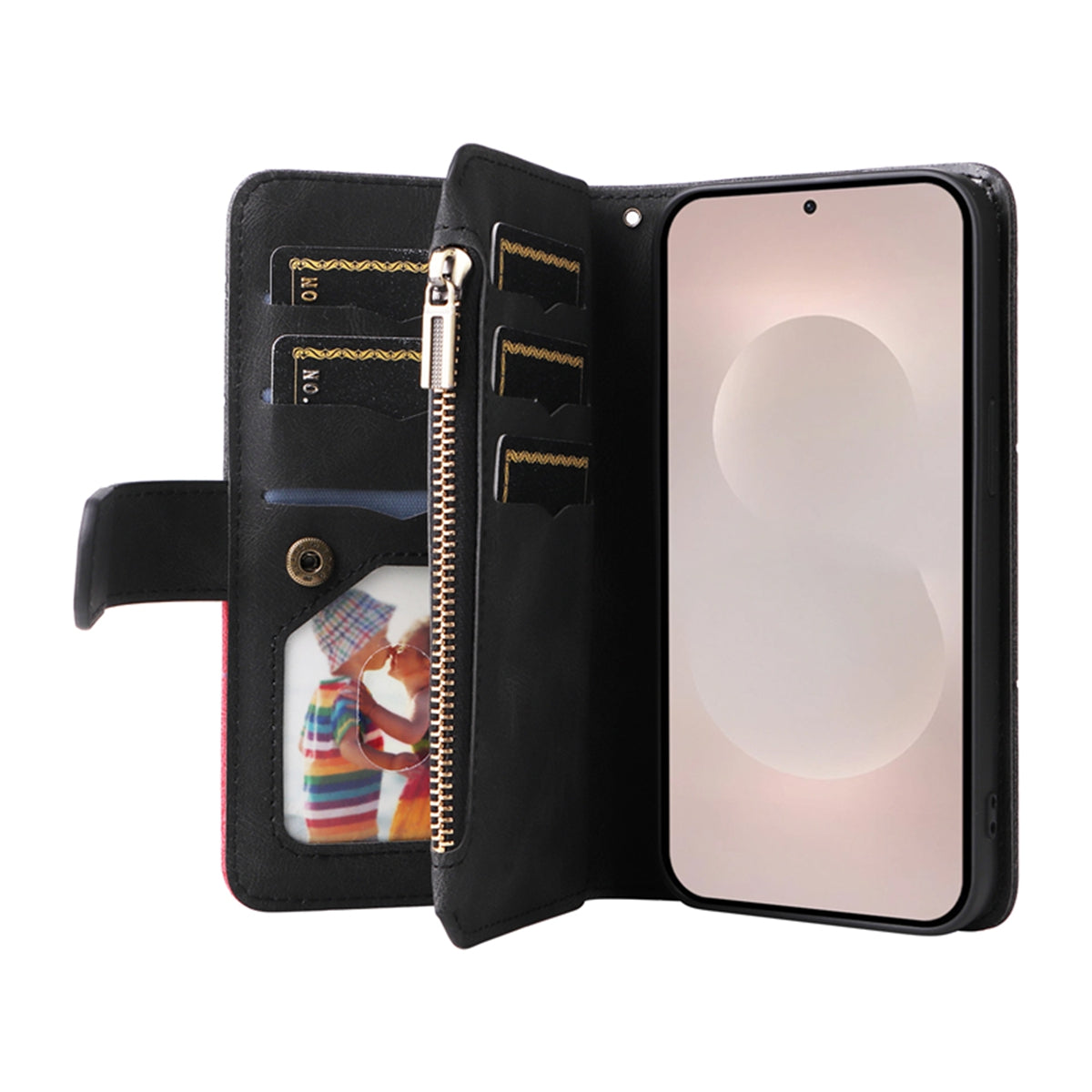 For-Samsung-Galaxy-S26-Edge-Leather-Case-with-Strap-Zipper-9-Card-Slot-Phone-Cover-Stand-Black