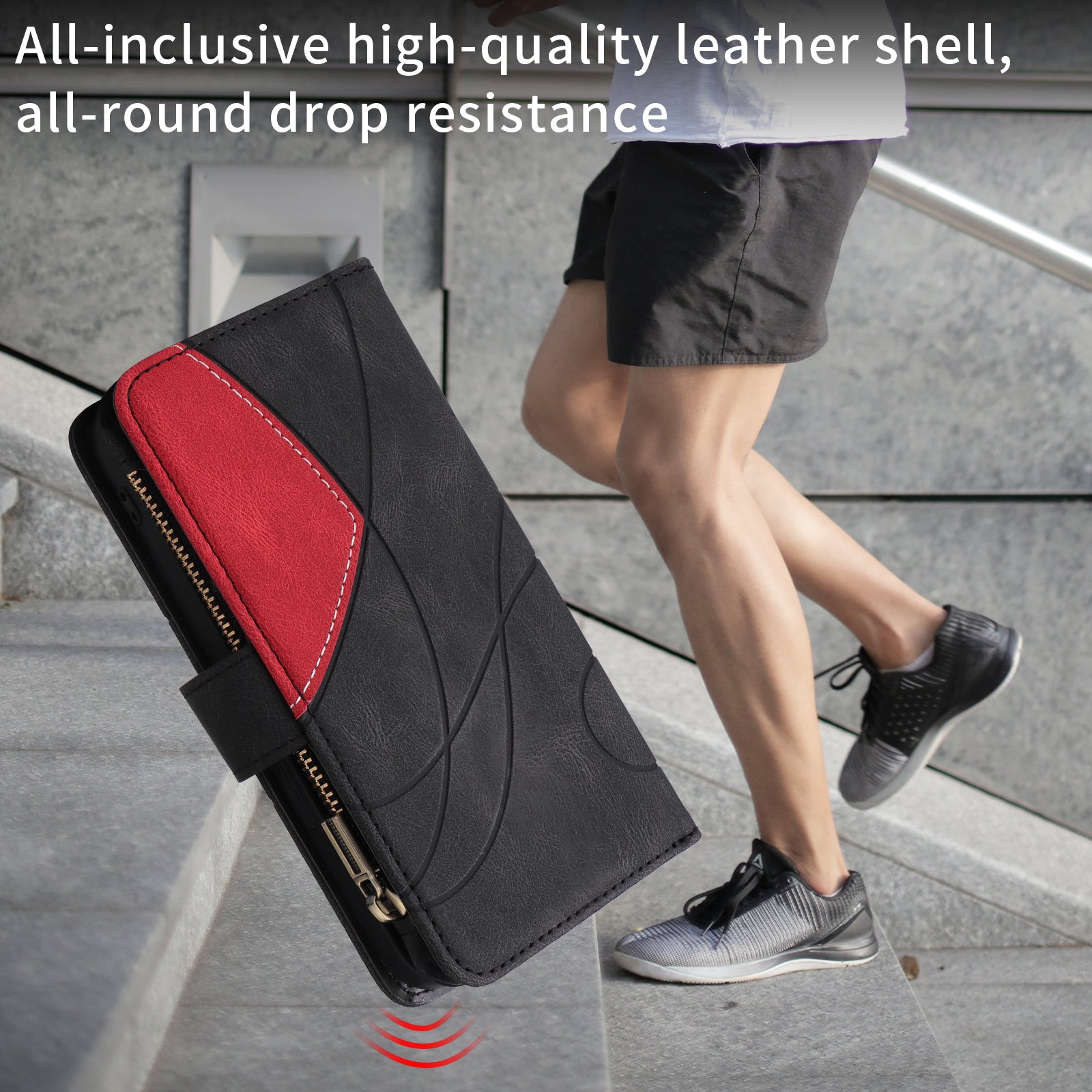 For-Samsung-Galaxy-S26-Edge-Leather-Case-with-Strap-Zipper-9-Card-Slot-Phone-Cover-Stand-Black