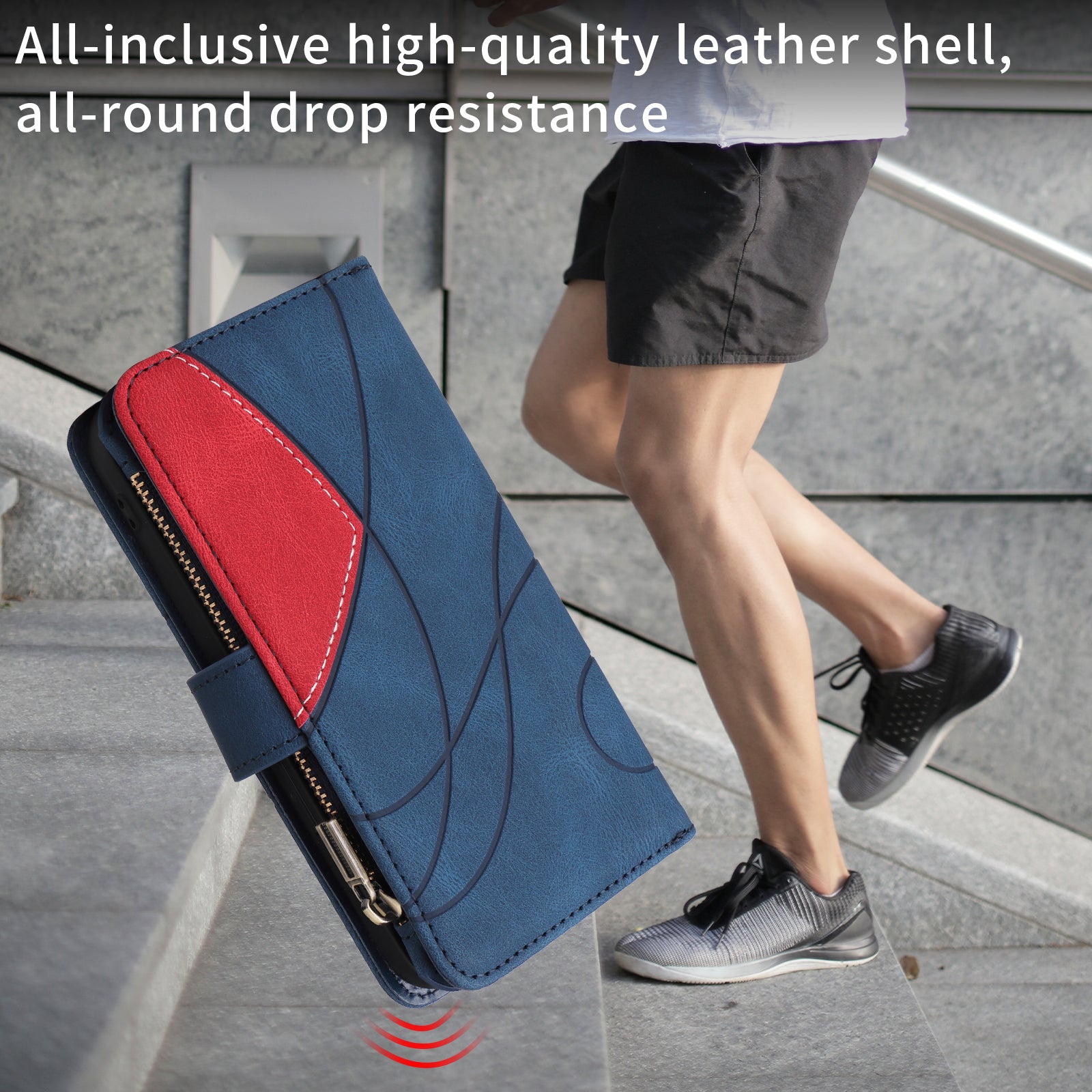 For-Samsung-Galaxy-S26-Edge-Leather-Case-with-Strap-Zipper-9-Card-Slot-Phone-Cover-Stand-Blue