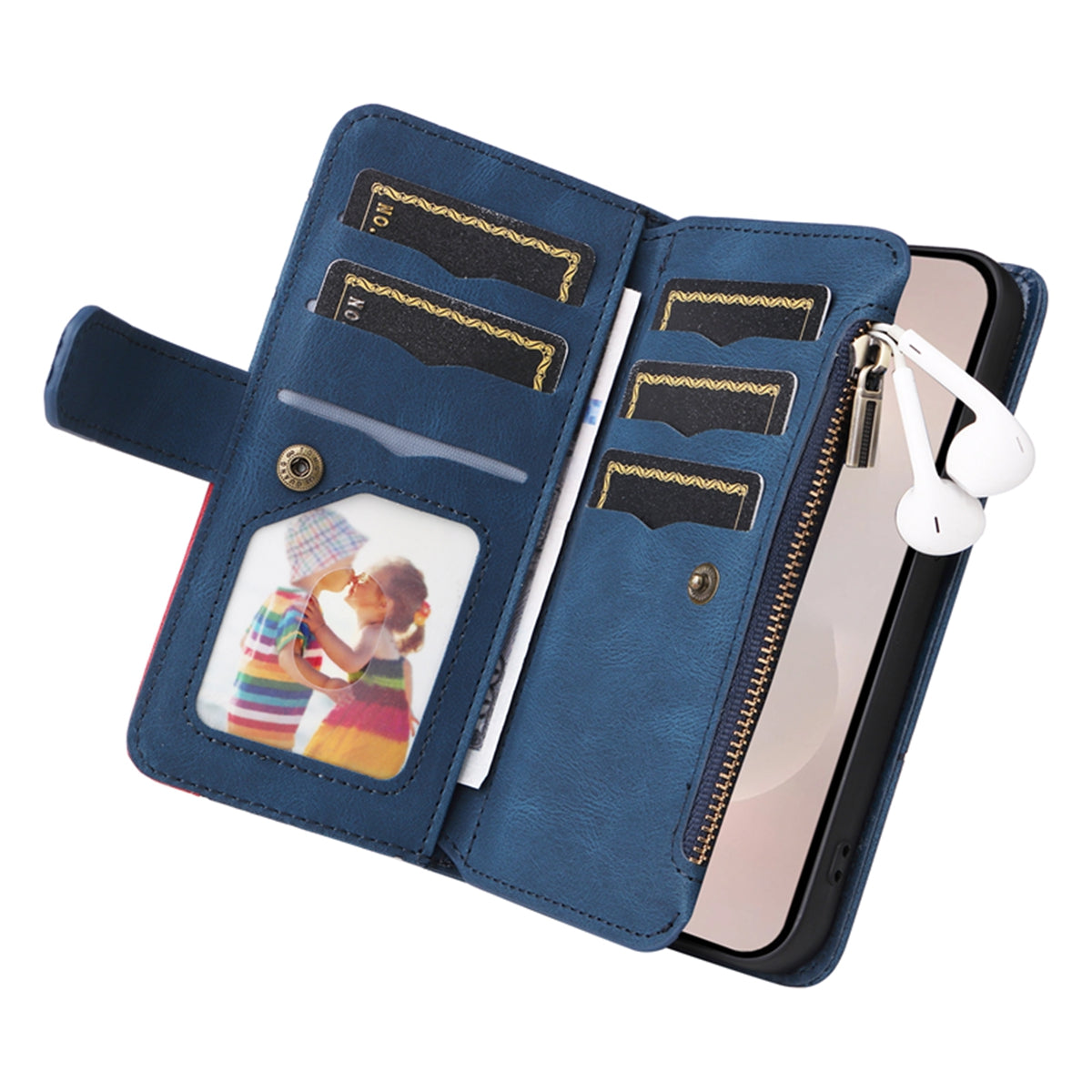 For-Samsung-Galaxy-S26-Edge-Leather-Case-with-Strap-Zipper-9-Card-Slot-Phone-Cover-Stand-Blue