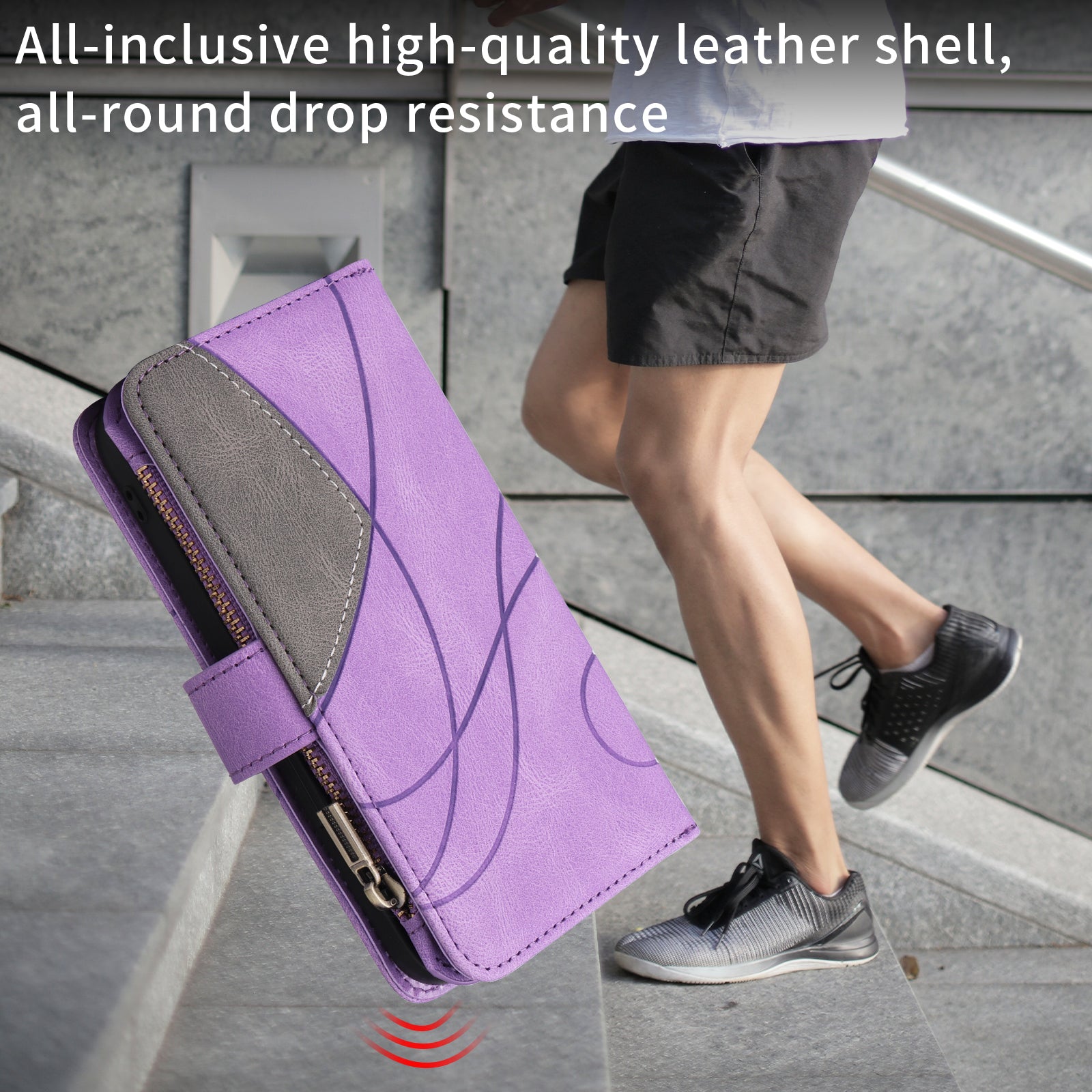 For-Samsung-Galaxy-S26-Edge-Leather-Case-with-Strap-Zipper-9-Card-Slot-Phone-Cover-Stand-Purple