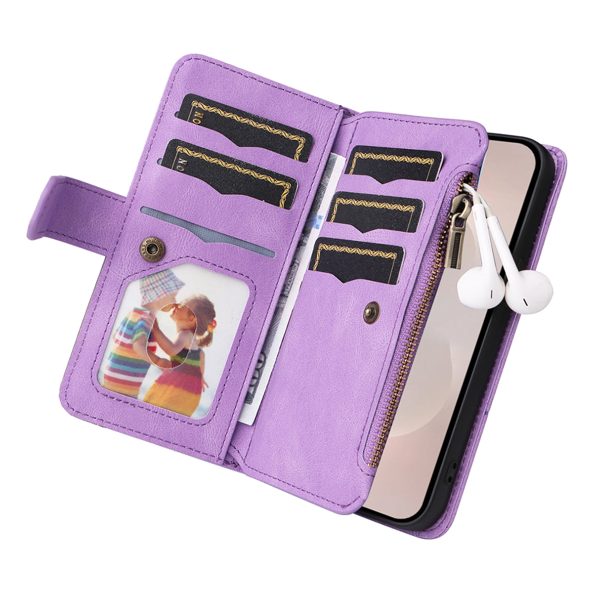 For-Samsung-Galaxy-S26-Edge-Leather-Case-with-Strap-Zipper-9-Card-Slot-Phone-Cover-Stand-Purple