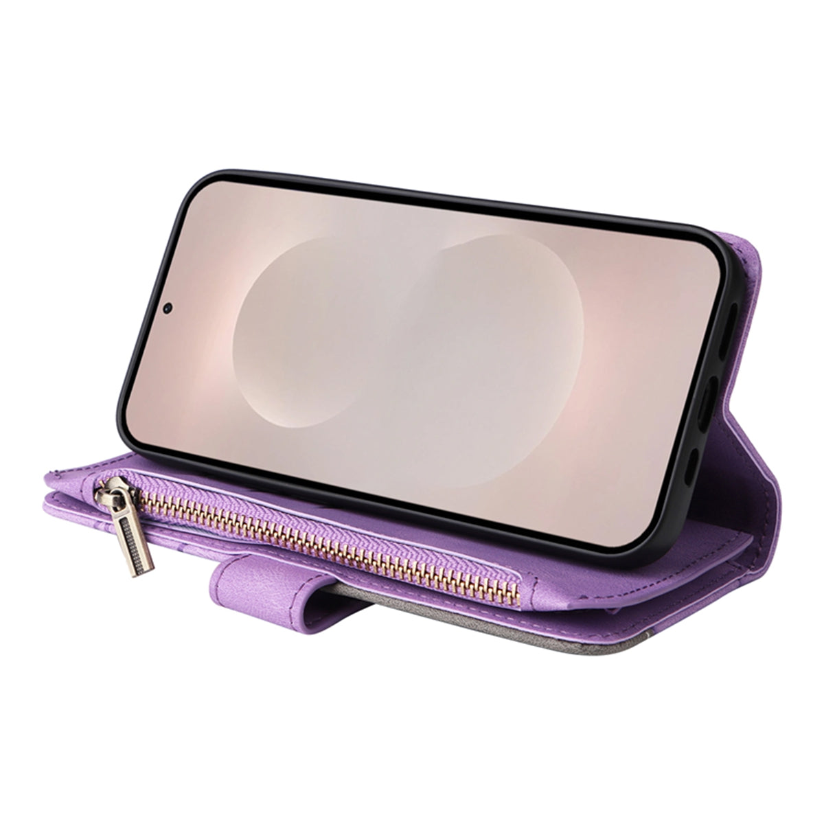 For-Samsung-Galaxy-S26-Edge-Leather-Case-with-Strap-Zipper-9-Card-Slot-Phone-Cover-Stand-Purple