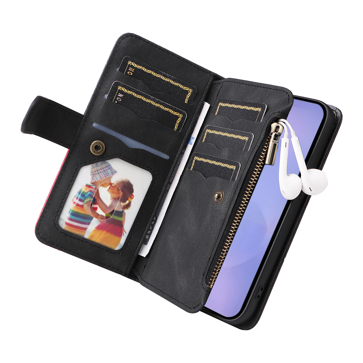 For-Samsung-Galaxy-S26-/-S26-Pro-Leather-Case-with-Strap-Zipper-9-Card-Slot-Phone-Cover-Stand-Black