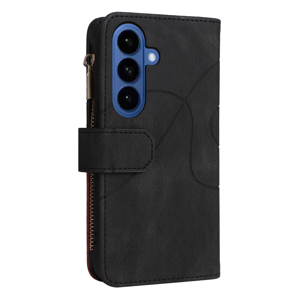 For-Samsung-Galaxy-S26-/-S26-Pro-Leather-Case-with-Strap-Zipper-9-Card-Slot-Phone-Cover-Stand-Black