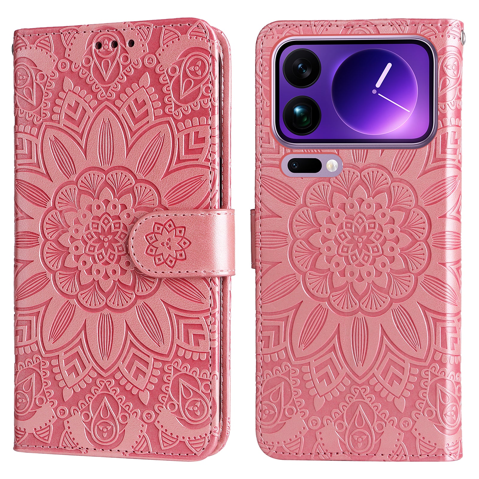 For Xiaomi 17 Pro Max Case Sunflower Imprint Leather Wallet Phone Cover - Pink