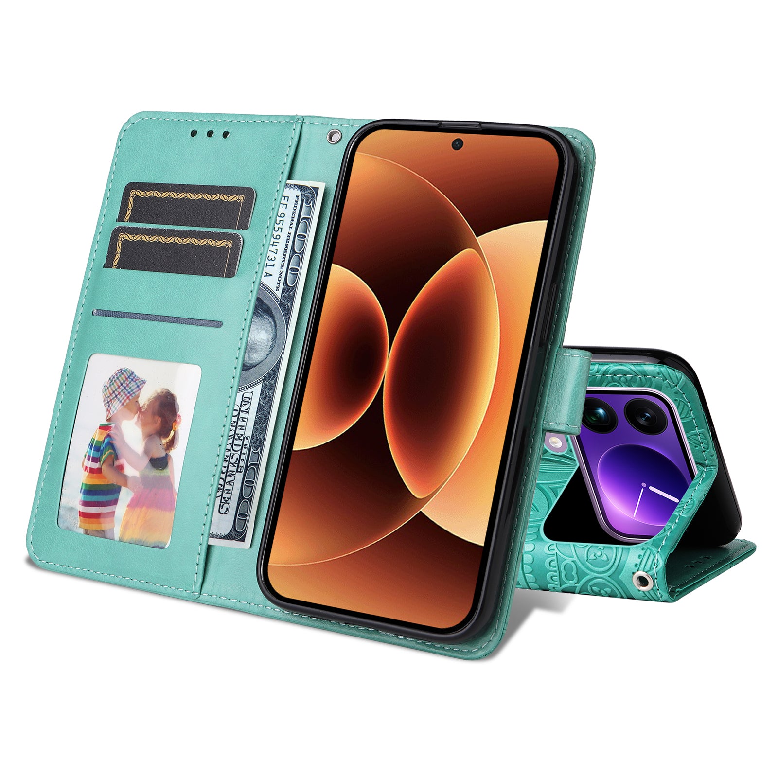 For Xiaomi 17 Pro Max Case Sunflower Imprint Leather Wallet Phone Cover - Green