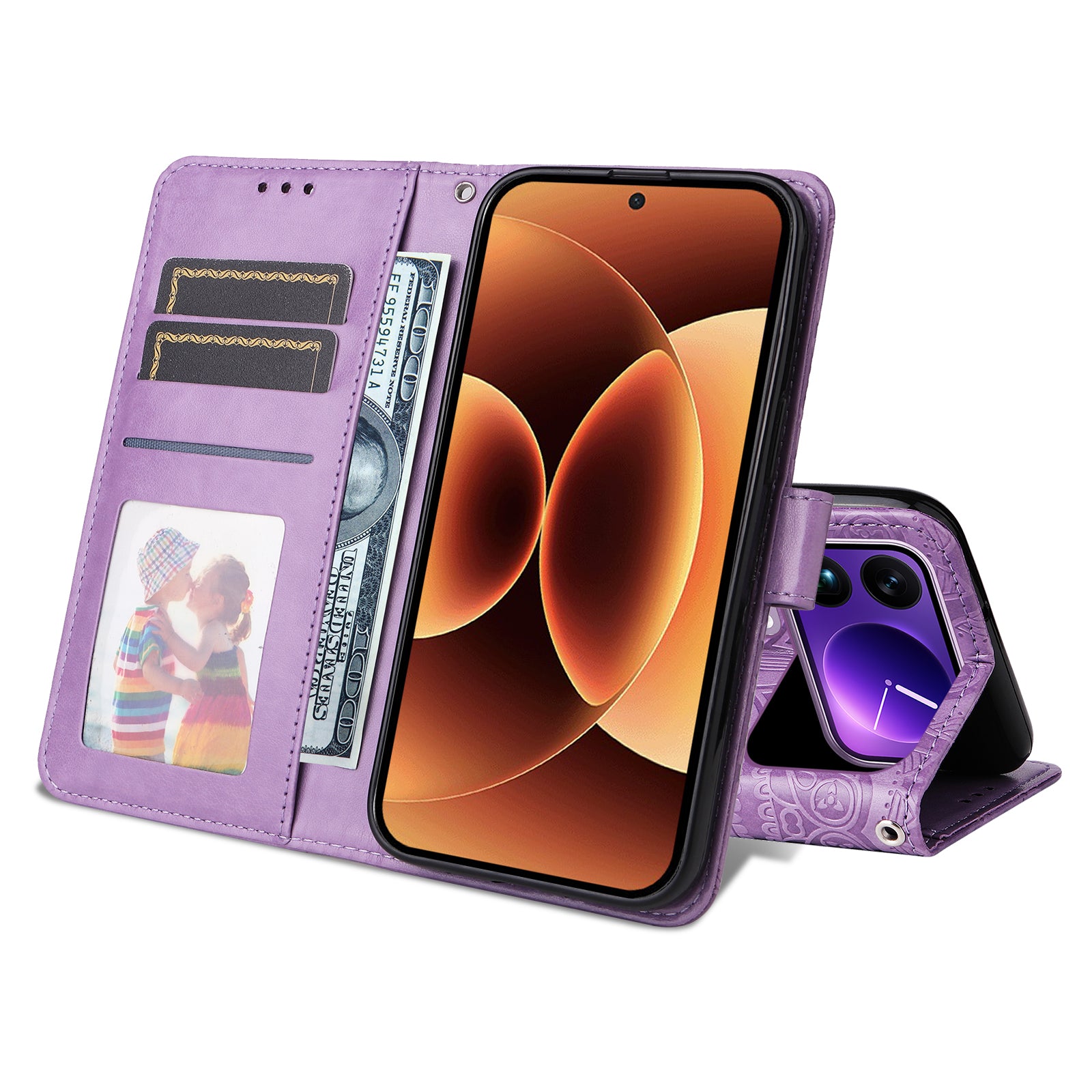 For Xiaomi 17 Pro Max Case Sunflower Imprint Leather Wallet Phone Cover - Purple