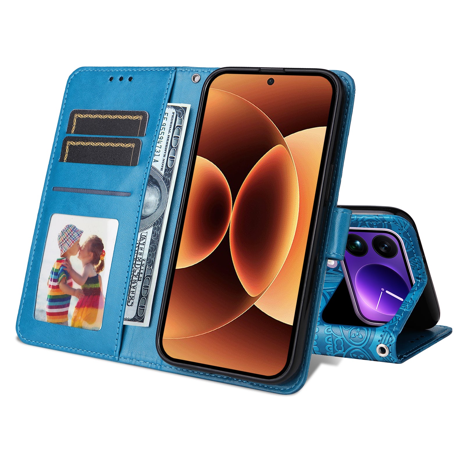 For Xiaomi 17 Pro Max Case Sunflower Imprint Leather Wallet Phone Cover - Blue