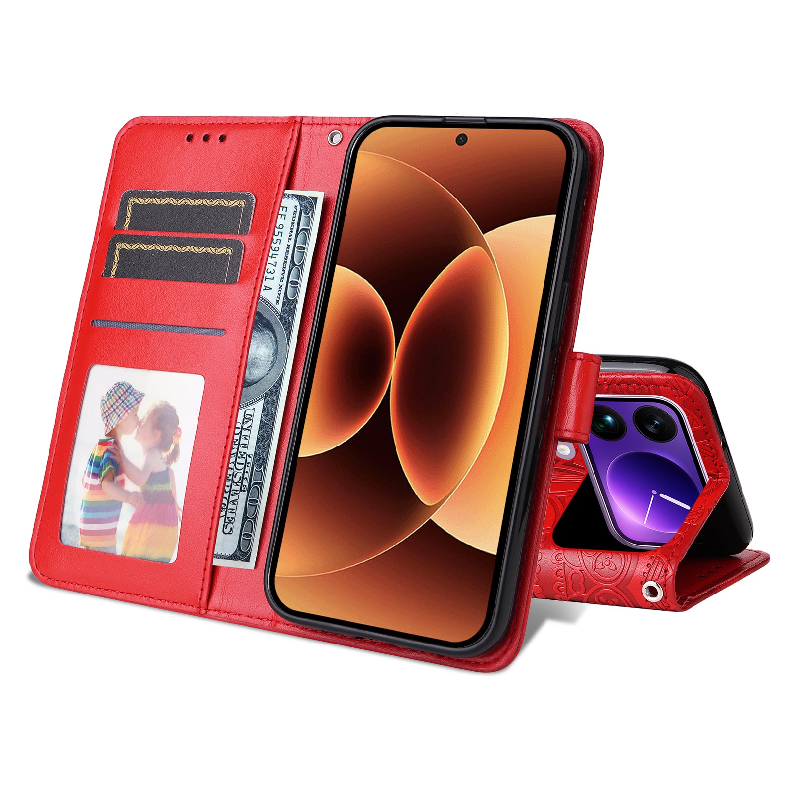For Xiaomi 17 Pro Max Case Sunflower Imprint Leather Wallet Phone Cover - Red