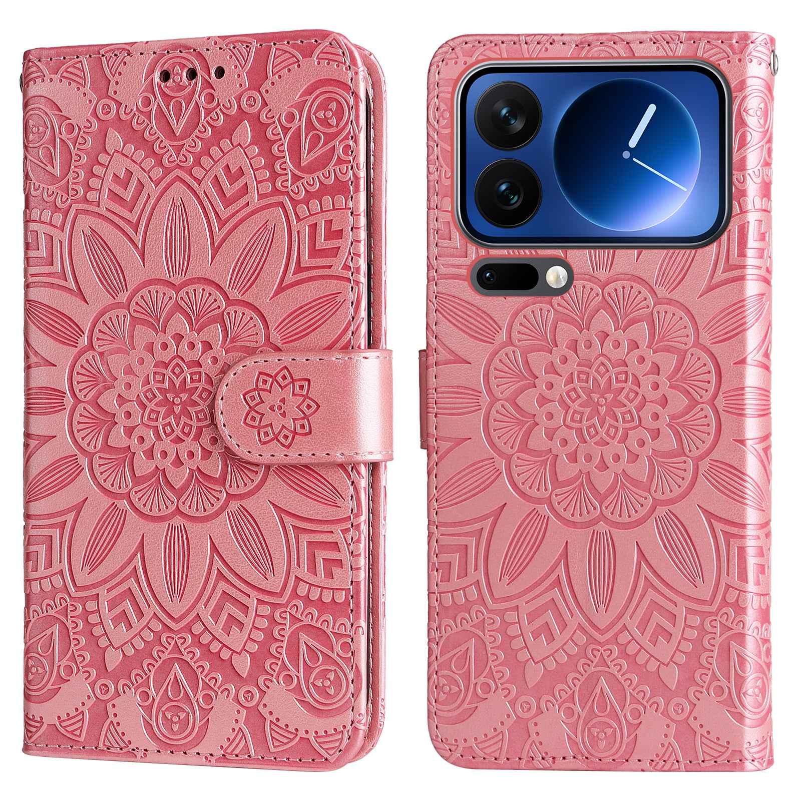 For Xiaomi 17 Pro Case Sunflower Imprint Leather Wallet Phone Cover - Pink