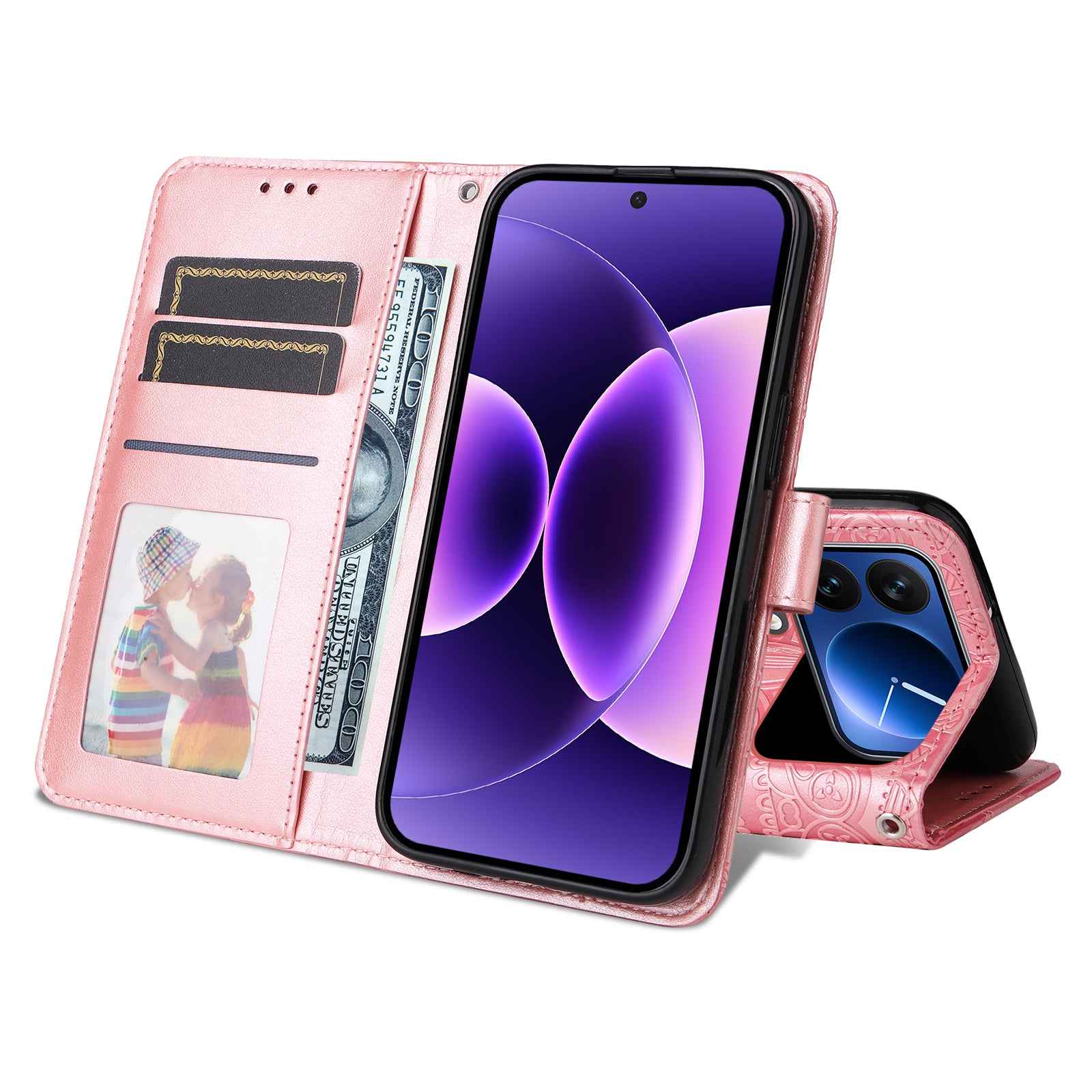 For Xiaomi 17 Pro Case Sunflower Imprint Leather Wallet Phone Cover - Pink
