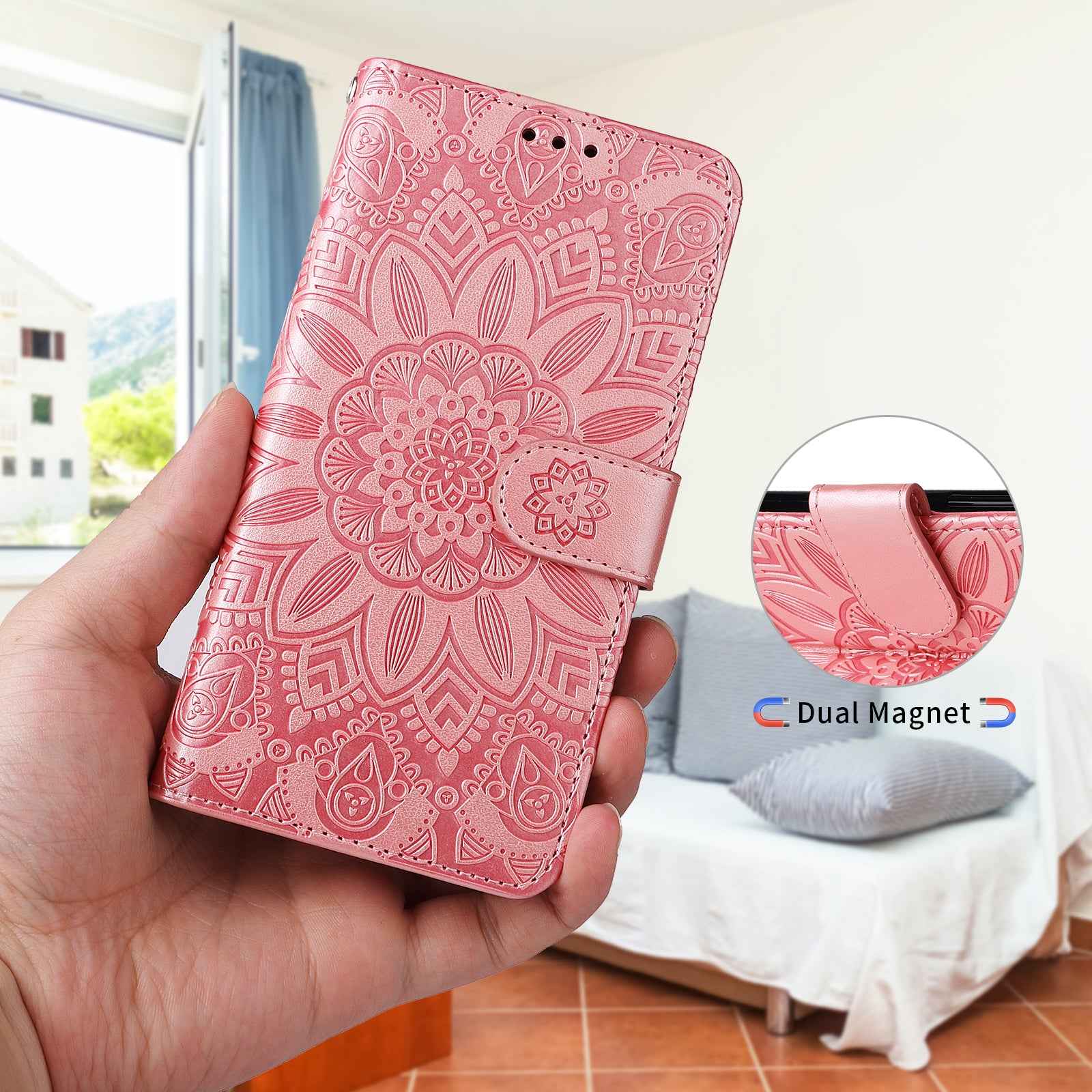 For Xiaomi 17 Pro Case Sunflower Imprint Leather Wallet Phone Cover - Pink
