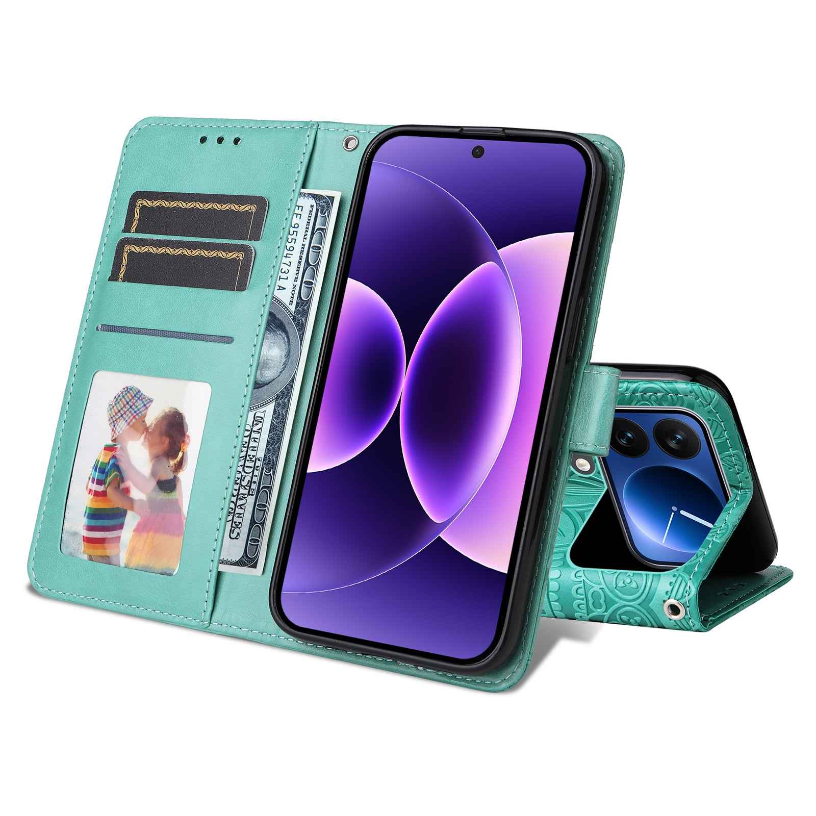 For Xiaomi 17 Pro Case Sunflower Imprint Leather Wallet Phone Cover - Green