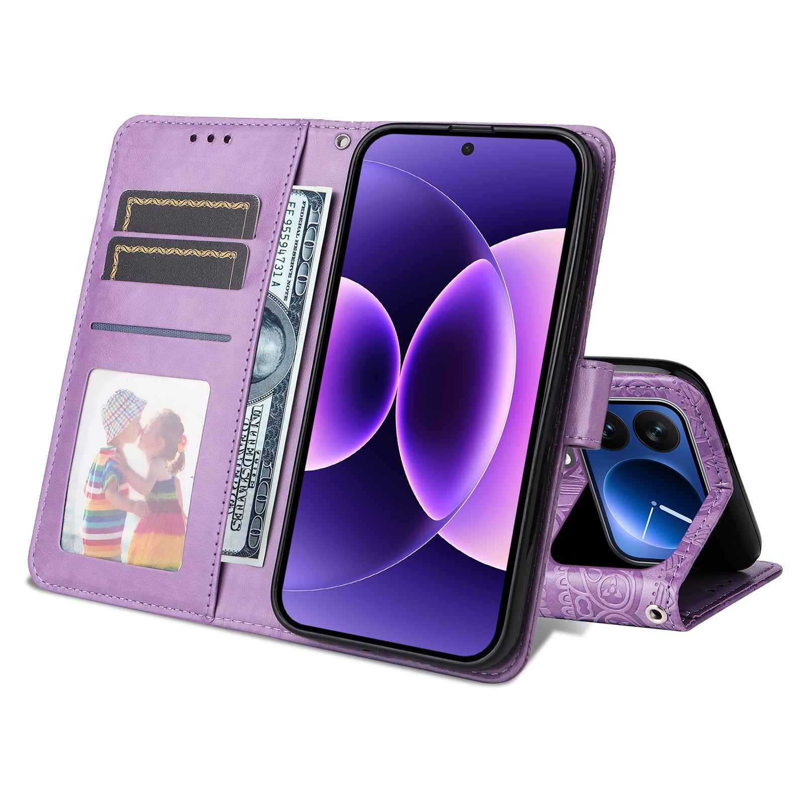 For Xiaomi 17 Pro Case Sunflower Imprint Leather Wallet Phone Cover - Purple