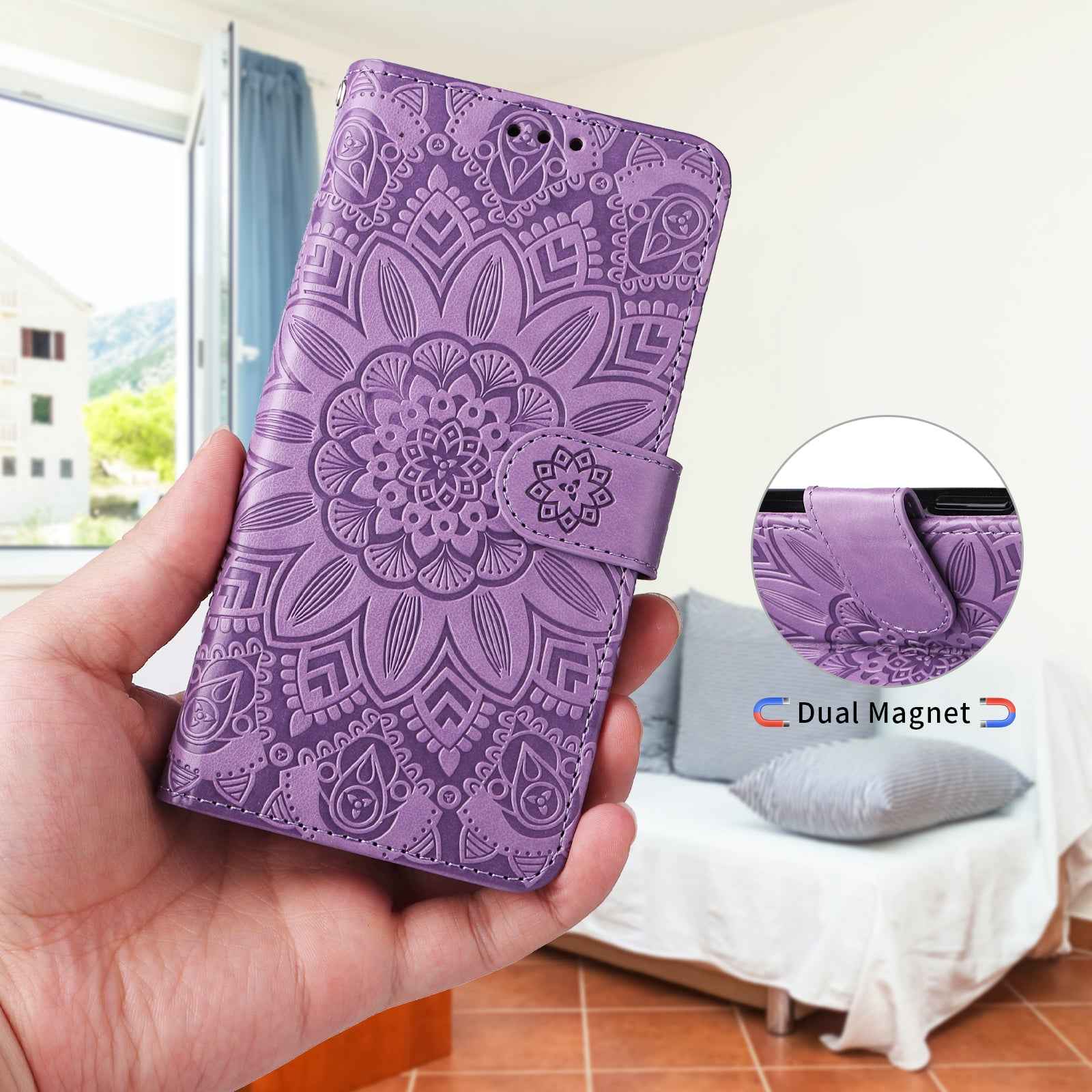 For Xiaomi 17 Pro Case Sunflower Imprint Leather Wallet Phone Cover - Purple