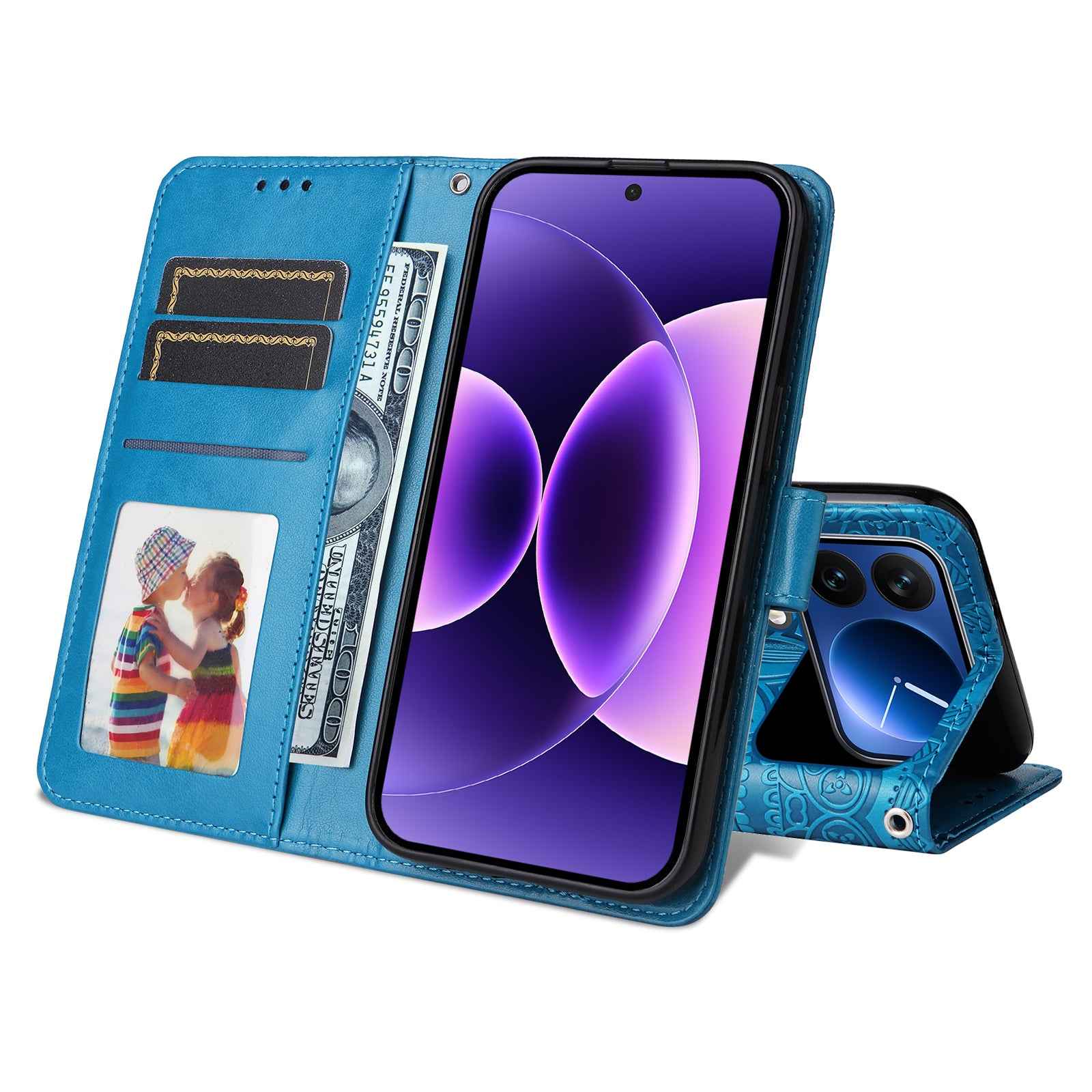 For Xiaomi 17 Pro Case Sunflower Imprint Leather Wallet Phone Cover - Blue