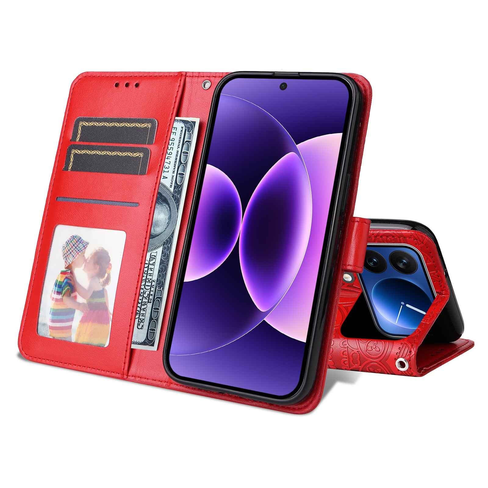 For Xiaomi 17 Pro Case Sunflower Imprint Leather Wallet Phone Cover - Red