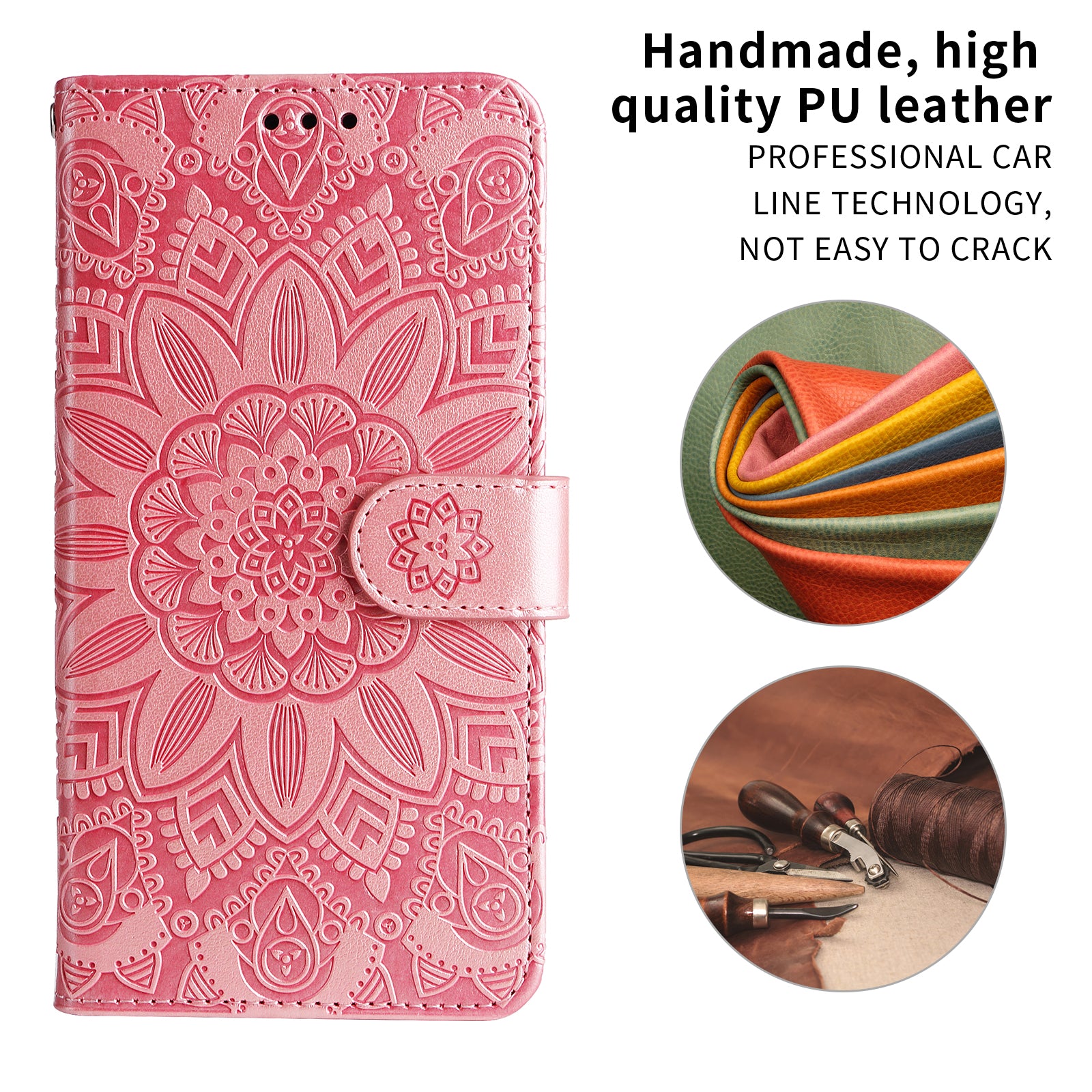 For-Samsung-Galaxy-S26-Edge-Case-Sunflower-Imprint-Leather-Wallet-Phone-Cover-Pink
