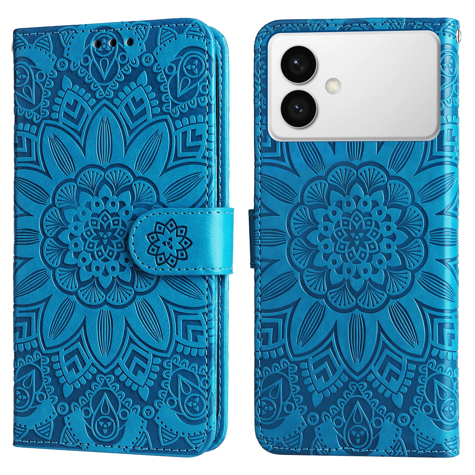 For-Samsung-Galaxy-S26-Edge-Case-Sunflower-Imprint-Leather-Wallet-Phone-Cover-Blue
