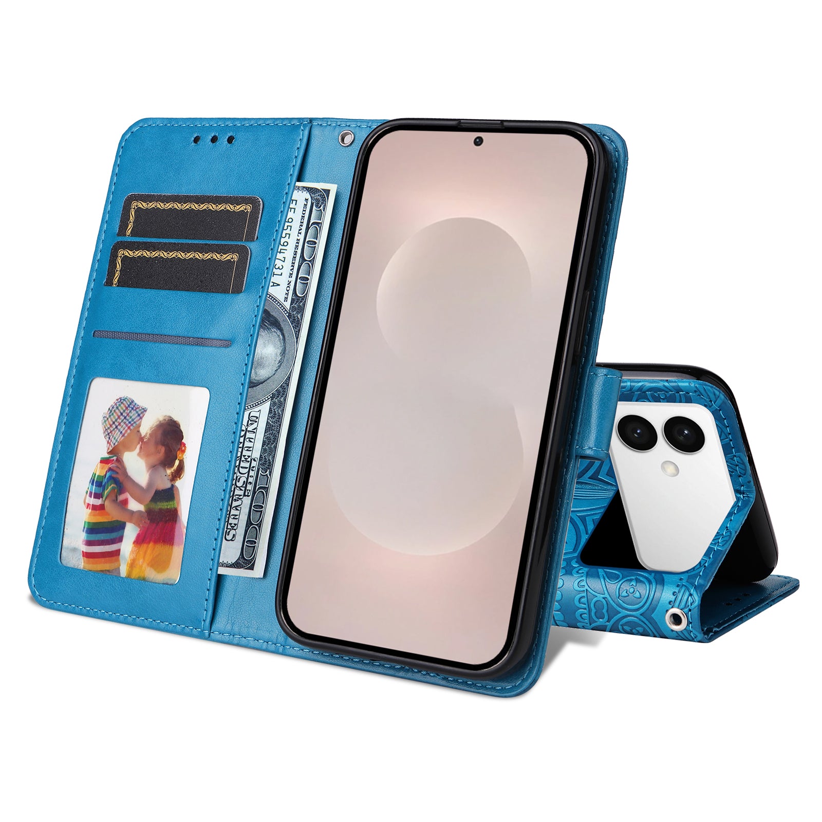 For-Samsung-Galaxy-S26-Edge-Case-Sunflower-Imprint-Leather-Wallet-Phone-Cover-Blue