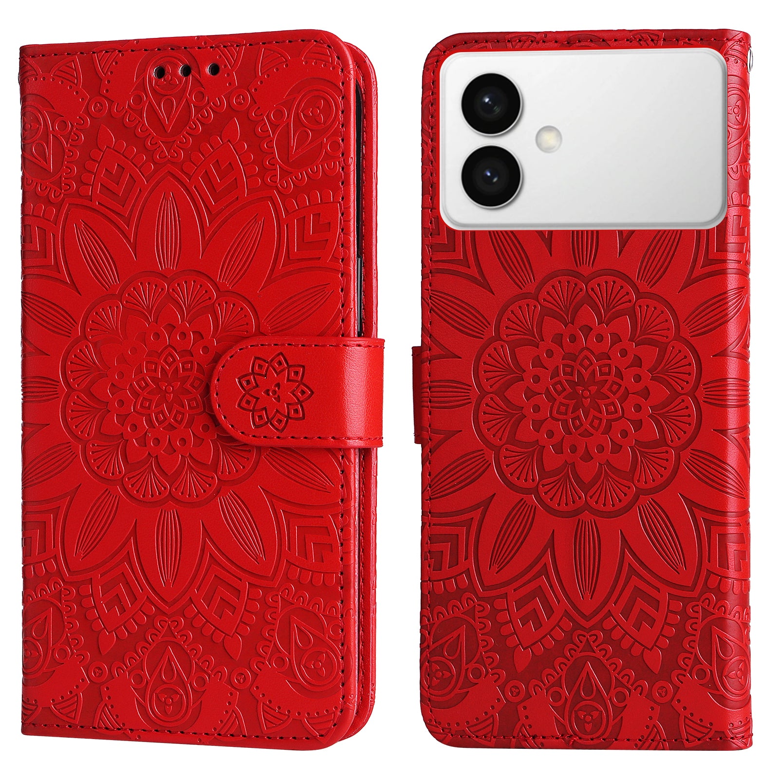 For-Samsung-Galaxy-S26-Edge-Case-Sunflower-Imprint-Leather-Wallet-Phone-Cover-Red