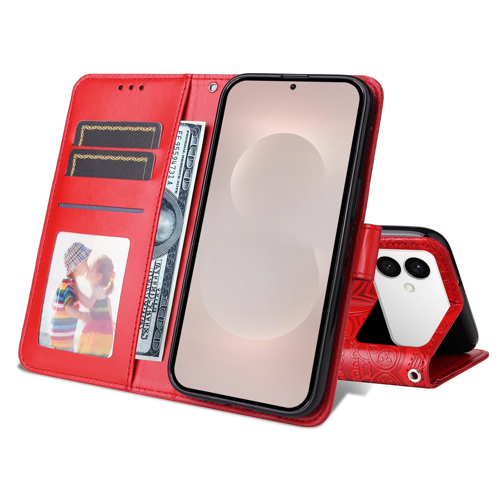 For-Samsung-Galaxy-S26-Edge-Case-Sunflower-Imprint-Leather-Wallet-Phone-Cover-Red