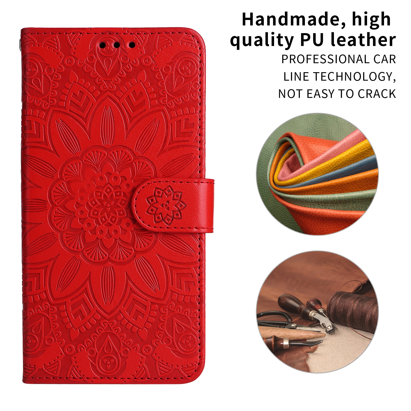 For-Samsung-Galaxy-S26-Edge-Case-Sunflower-Imprint-Leather-Wallet-Phone-Cover-Red