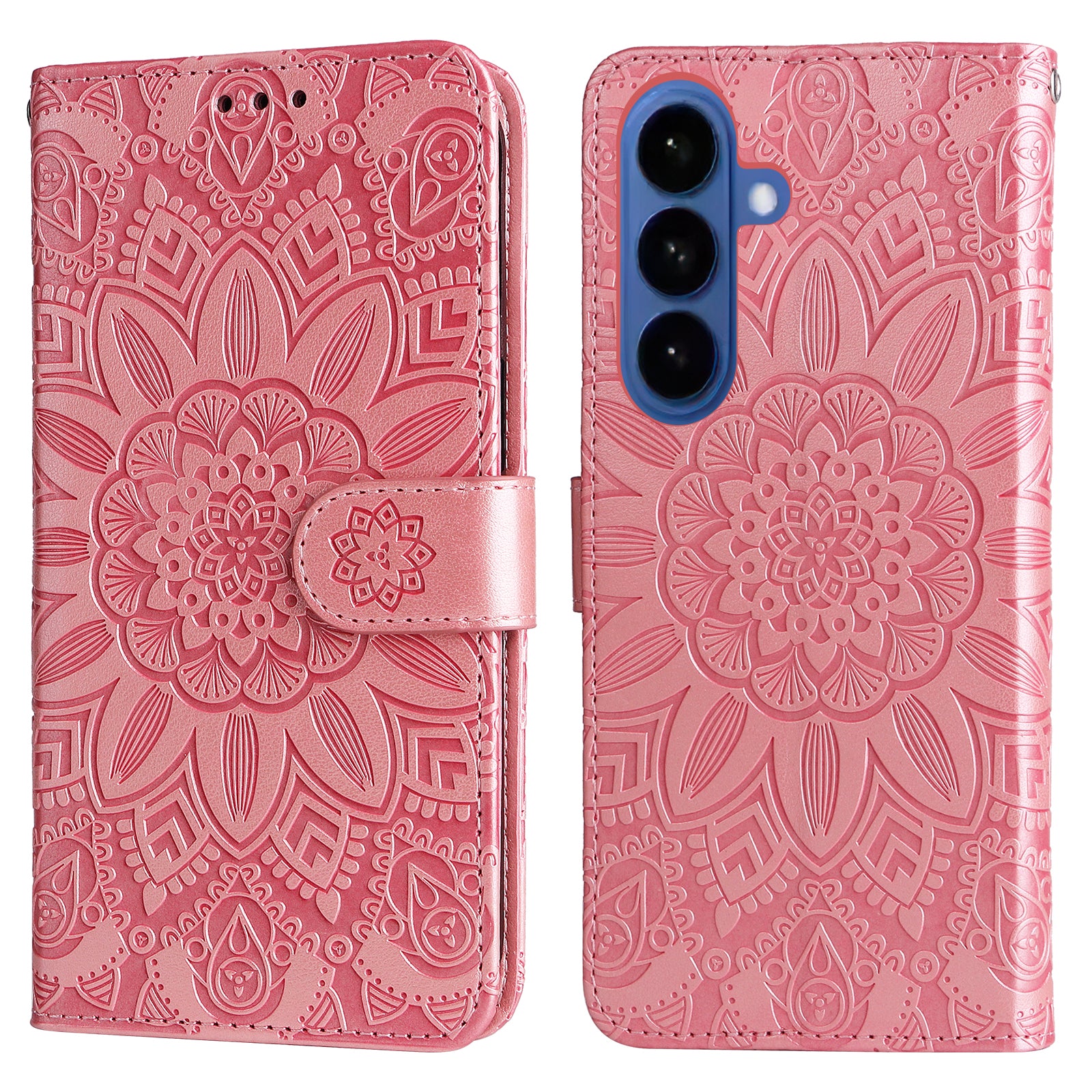 For-Samsung-Galaxy-S26-/-S26-Pro-Case-Sunflower-Imprint-Leather-Wallet-Phone-Cover-Pink