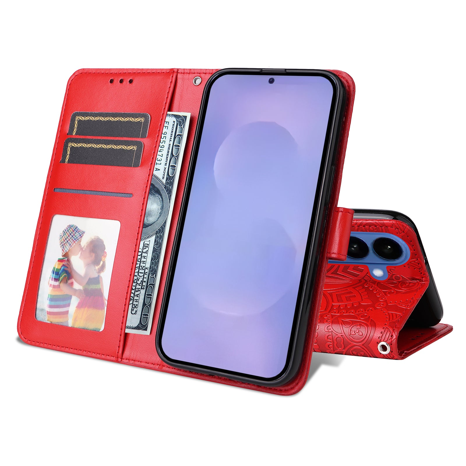 For-Samsung-Galaxy-S26-/-S26-Pro-Case-Sunflower-Imprint-Leather-Wallet-Phone-Cover-Red