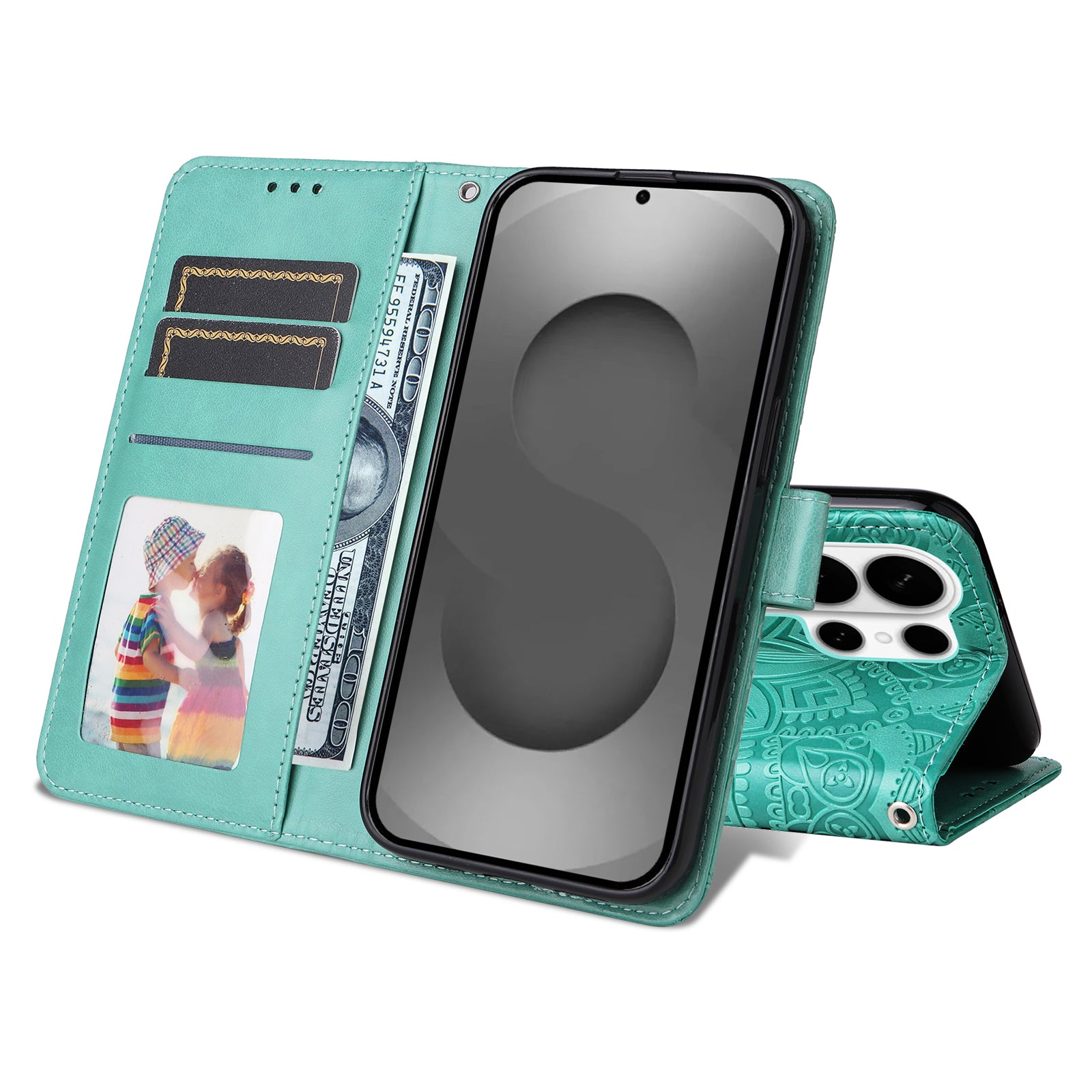 For-Samsung-Galaxy-S26-Ultra-Case-Sunflower-Imprint-Leather-Wallet-Phone-Cover-Green