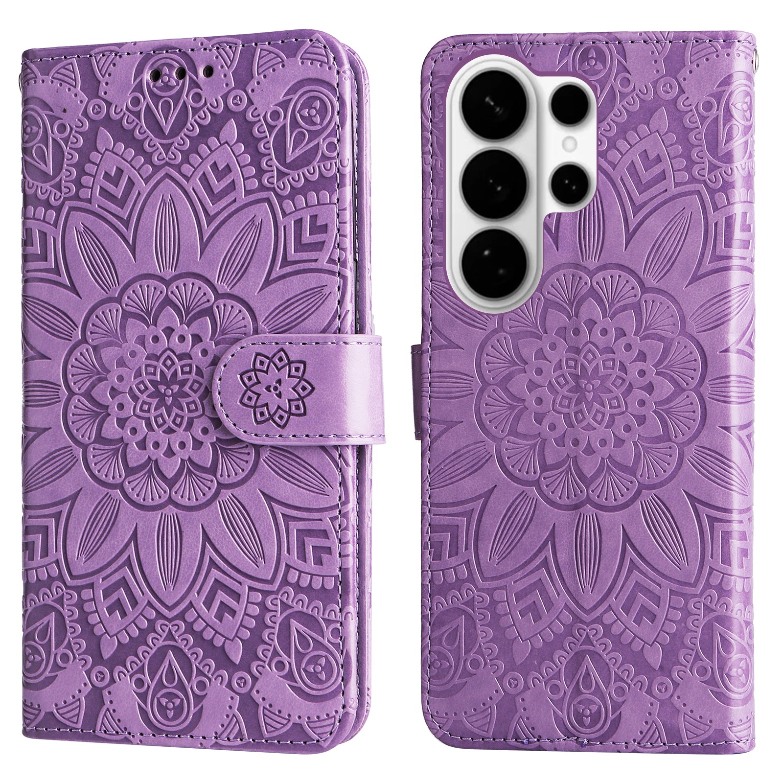 For-Samsung-Galaxy-S26-Ultra-Case-Sunflower-Imprint-Leather-Wallet-Phone-Cover-Purple