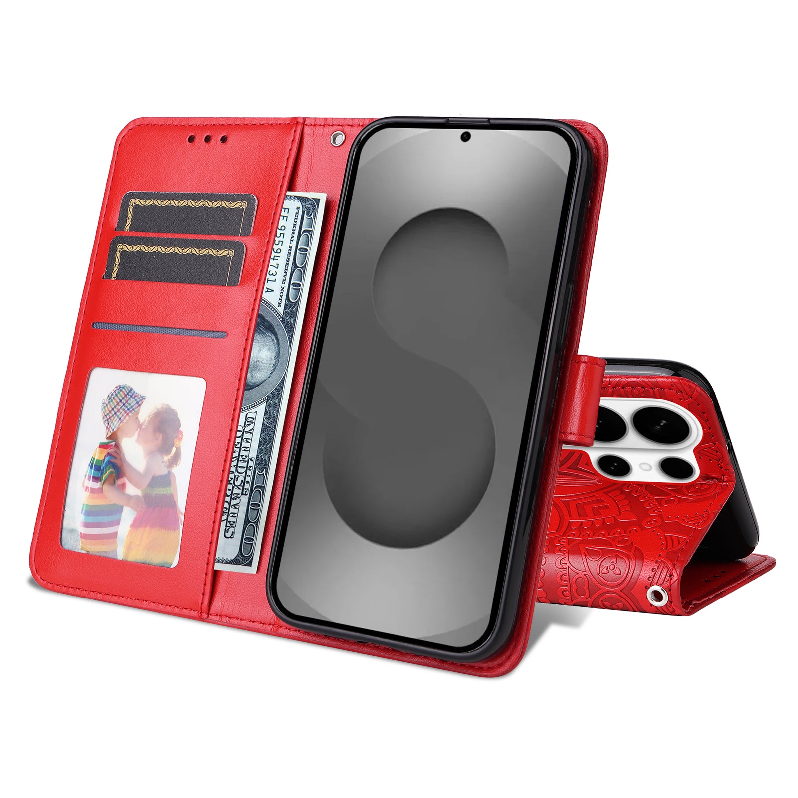 For-Samsung-Galaxy-S26-Ultra-Case-Sunflower-Imprint-Leather-Wallet-Phone-Cover-Red