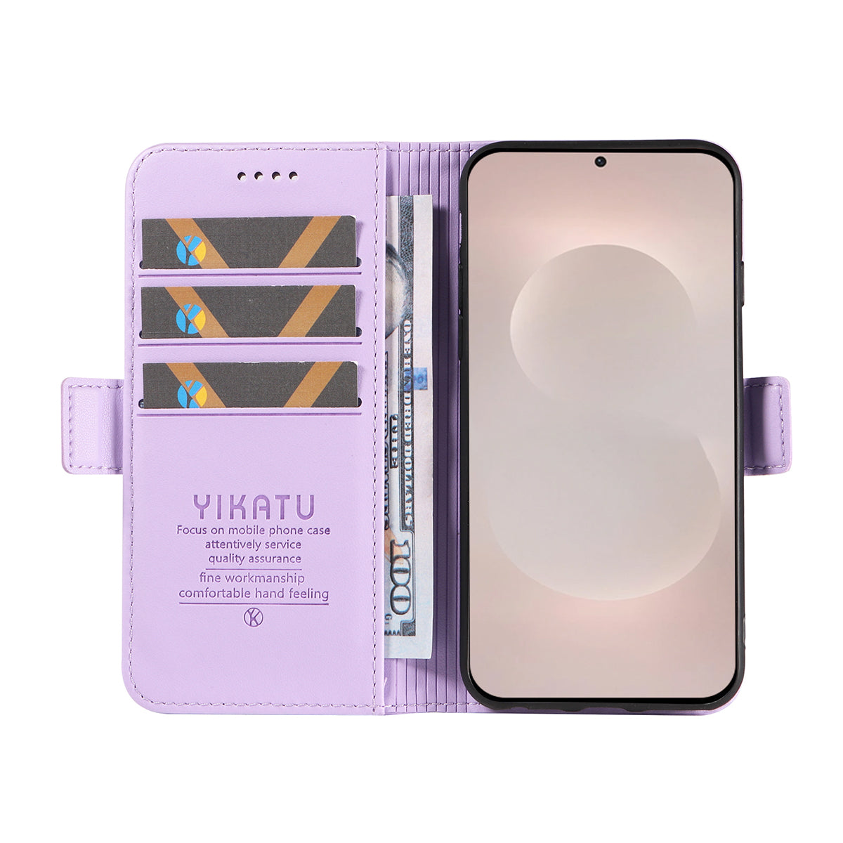 For-Samsung-Galaxy-S26-Edge-Wallet-Phone-Case-YIKATU-YK-003-Leather-Stand-Cover-Light-Purple
