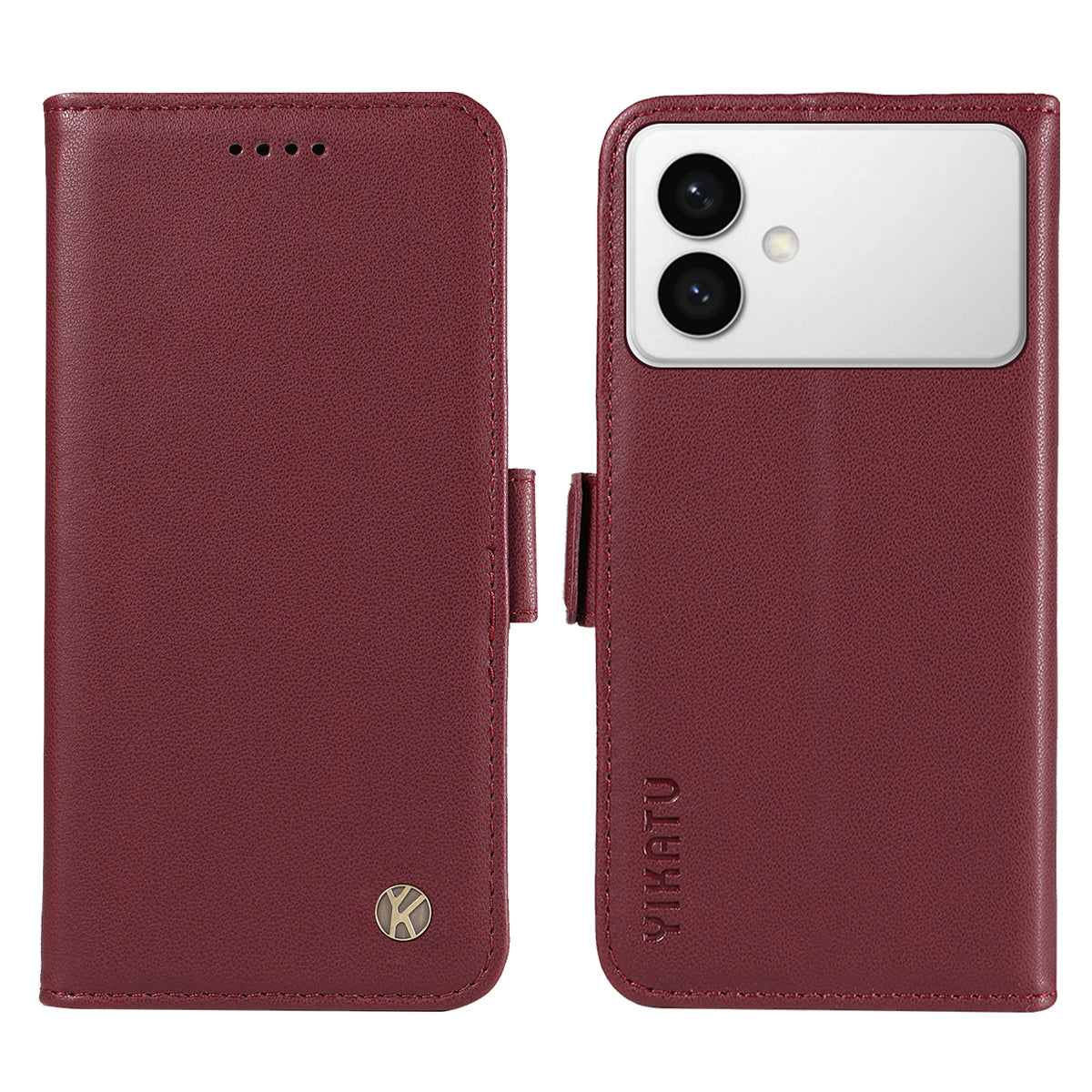 For-Samsung-Galaxy-S26-Edge-Wallet-Phone-Case-YIKATU-YK-003-Leather-Stand-Cover-Wine-Red