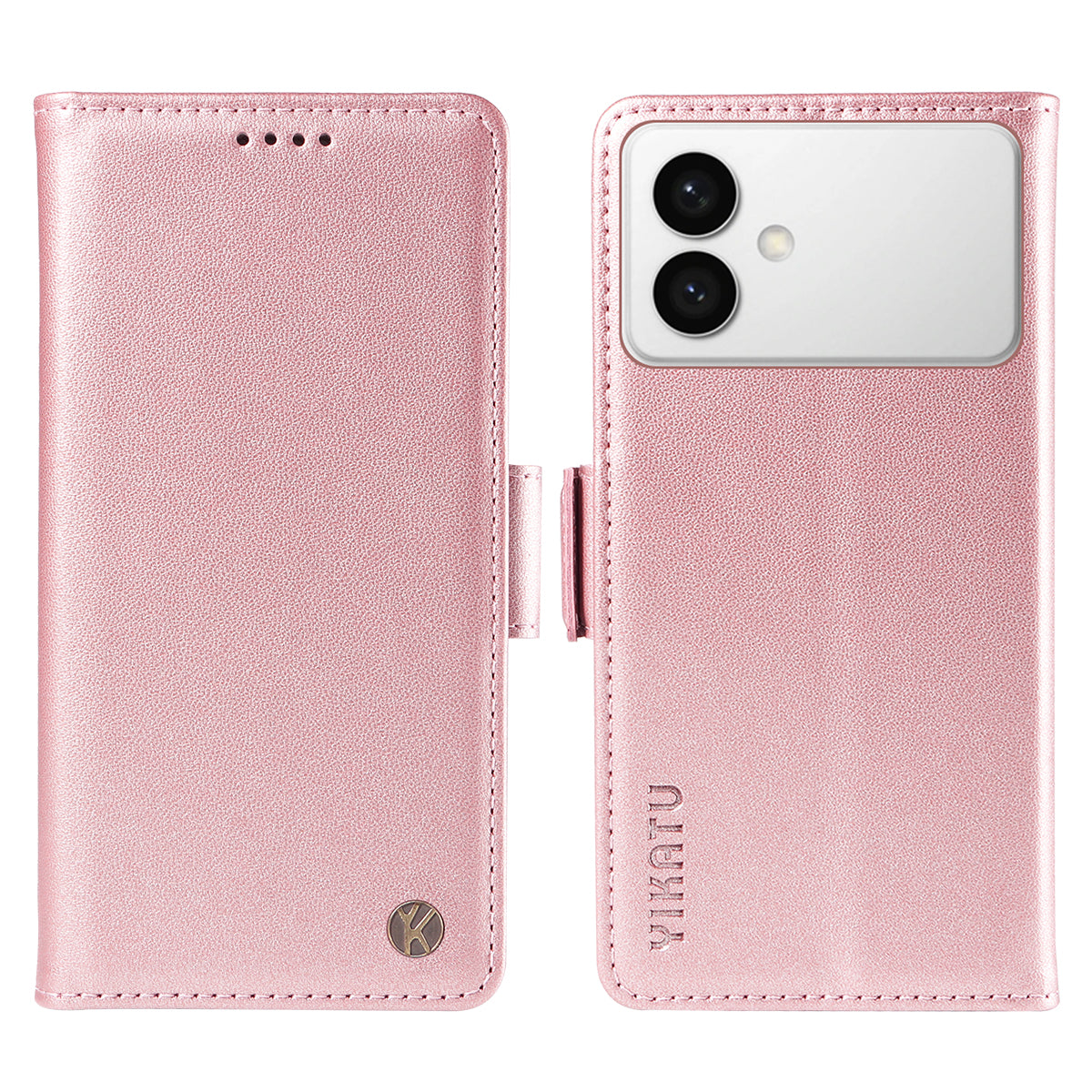 For-Samsung-Galaxy-S26-Edge-Wallet-Phone-Case-YIKATU-YK-003-Leather-Stand-Cover-Rose-Gold