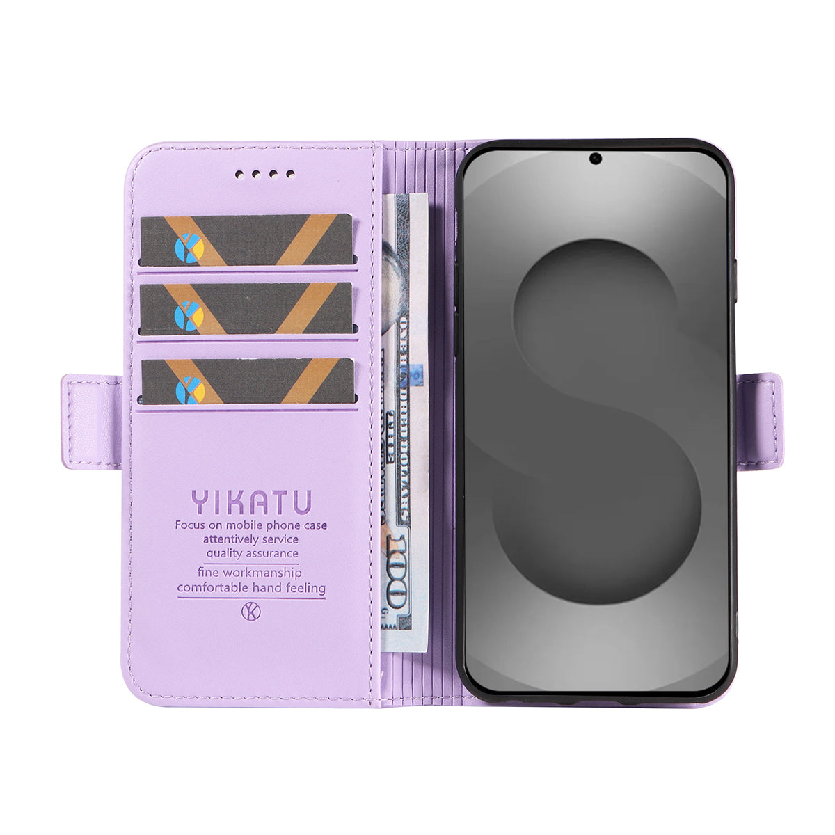 For-Samsung-Galaxy-S26-Ultra-Wallet-Phone-Case-YIKATU-YK-003-Leather-Stand-Cover-Light-Purple