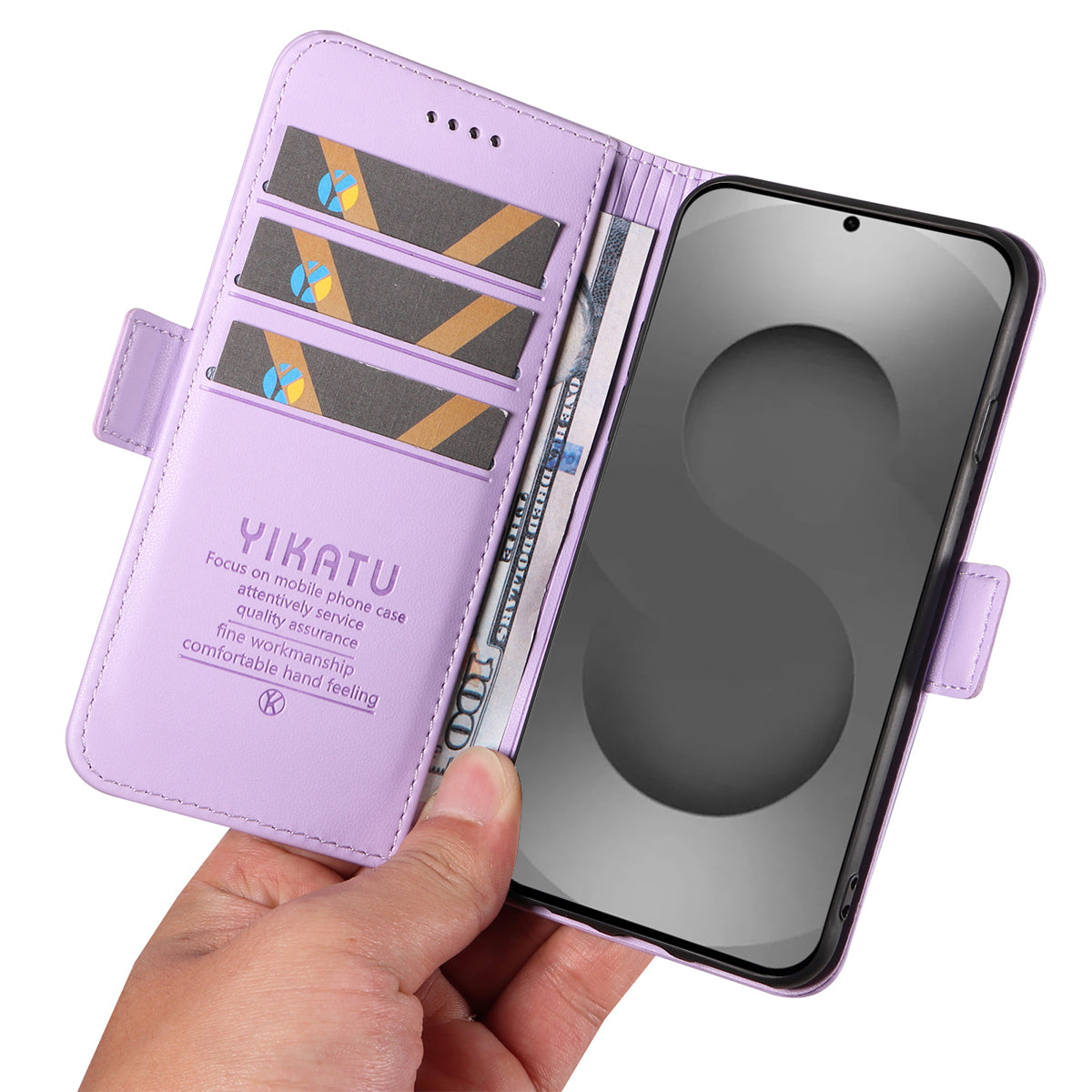 For-Samsung-Galaxy-S26-Ultra-Wallet-Phone-Case-YIKATU-YK-003-Leather-Stand-Cover-Light-Purple