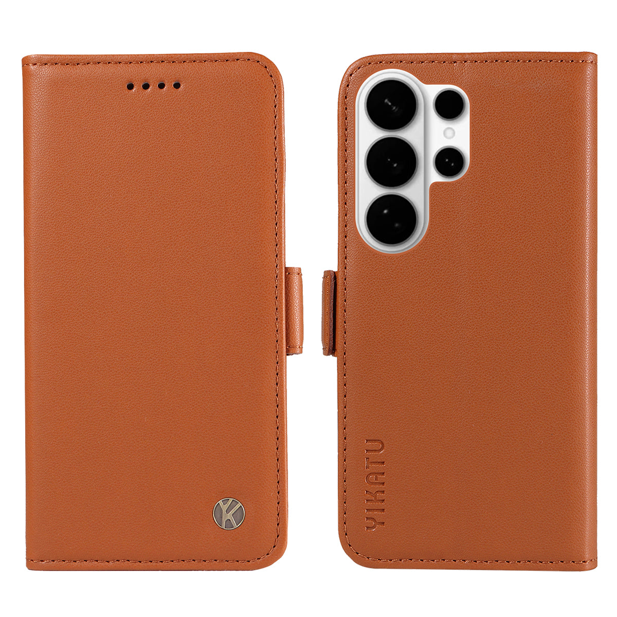 For-Samsung-Galaxy-S26-Ultra-Wallet-Phone-Case-YIKATU-YK-003-Leather-Stand-Cover-Brown