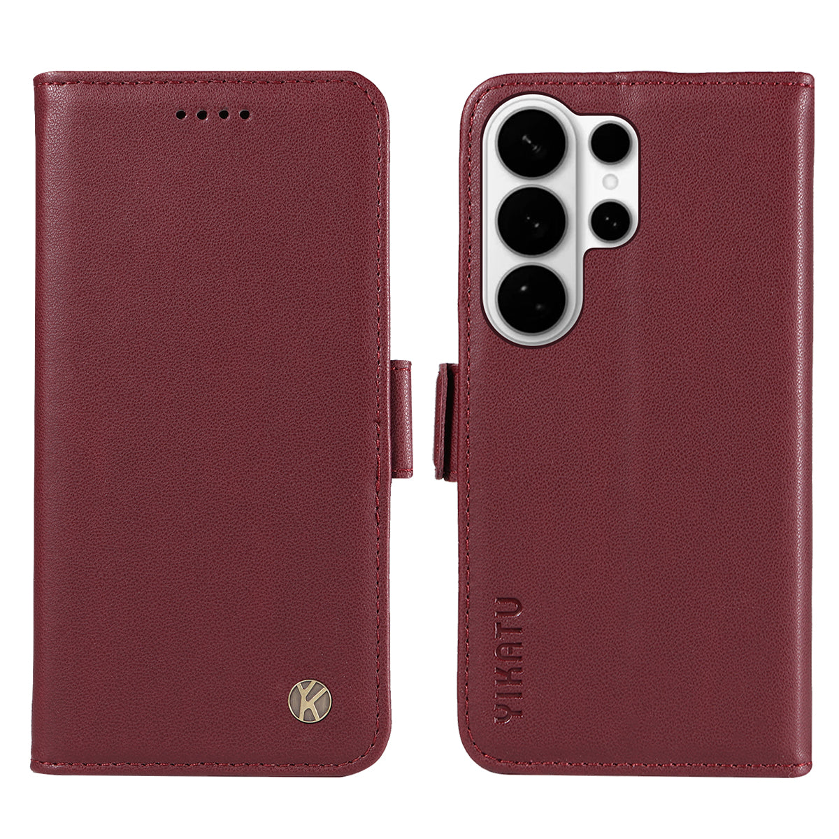 For-Samsung-Galaxy-S26-Ultra-Wallet-Phone-Case-YIKATU-YK-003-Leather-Stand-Cover-Wine-Red