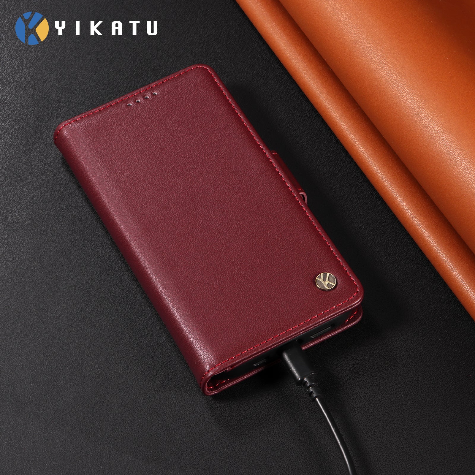 For-Samsung-Galaxy-S26-Ultra-Wallet-Phone-Case-YIKATU-YK-003-Leather-Stand-Cover-Wine-Red