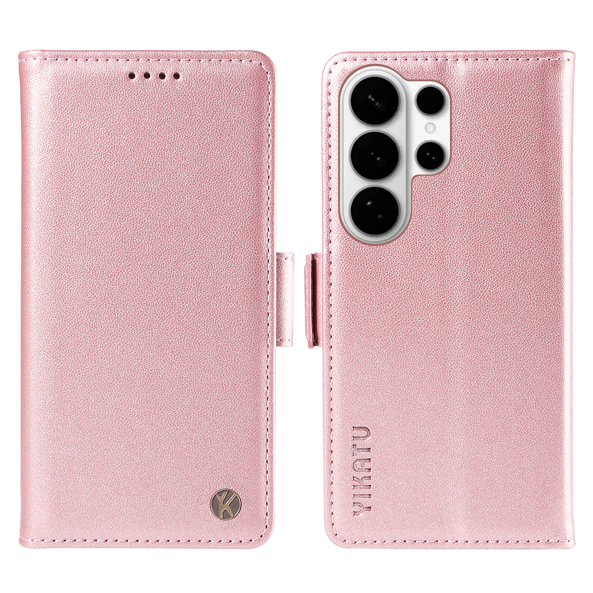 For-Samsung-Galaxy-S26-Ultra-Wallet-Phone-Case-YIKATU-YK-003-Leather-Stand-Cover-Rose-Gold
