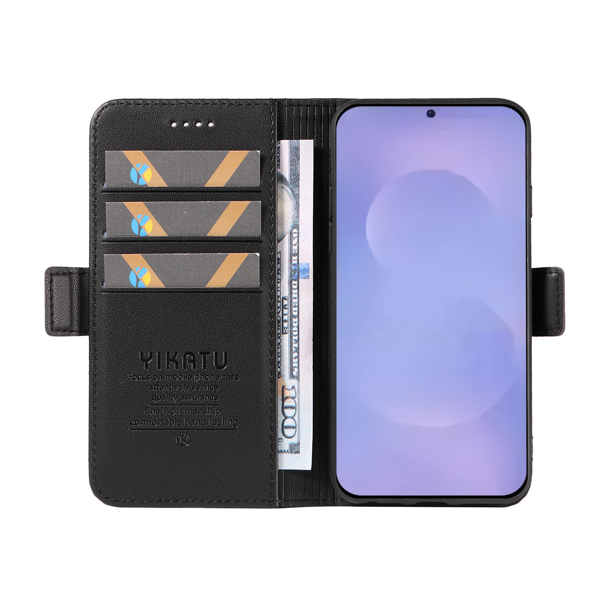 For-Samsung-Galaxy-S26-/-S26-Pro-Wallet-Phone-Case-YIKATU-YK-003-Leather-Stand-Cover-Black