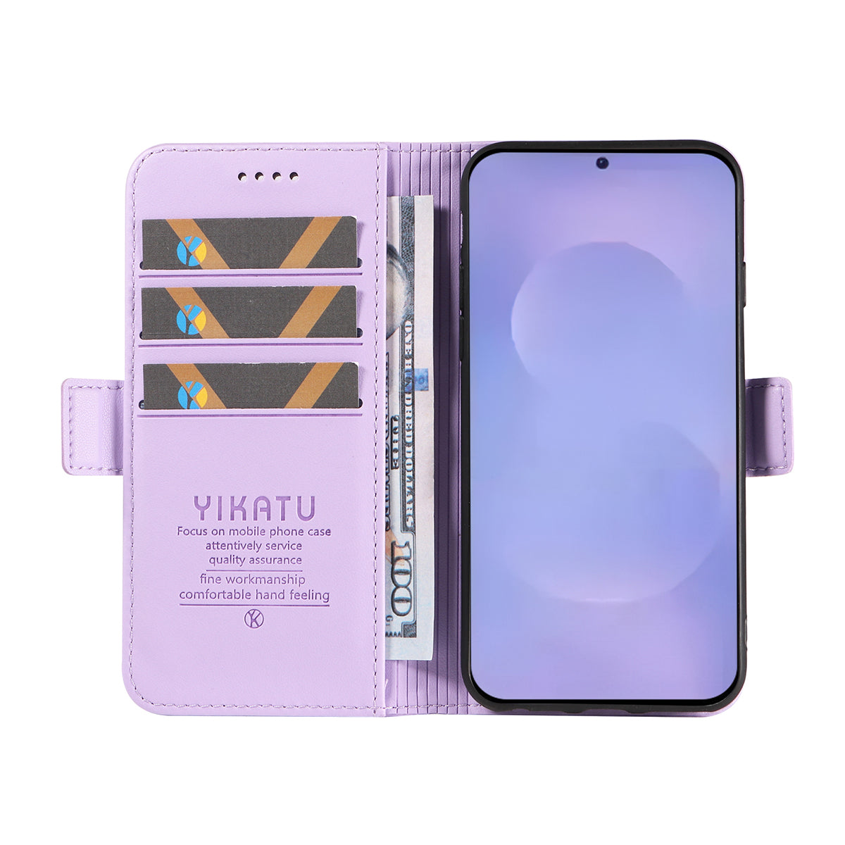 For-Samsung-Galaxy-S26-/-S26-Pro-Wallet-Phone-Case-YIKATU-YK-003-Leather-Stand-Cover-Light-Purple