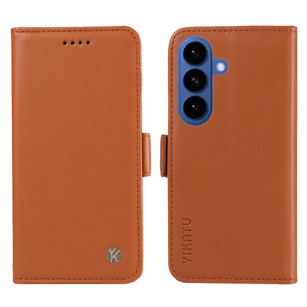 For-Samsung-Galaxy-S26-/-S26-Pro-Wallet-Phone-Case-YIKATU-YK-003-Leather-Stand-Cover-Brown