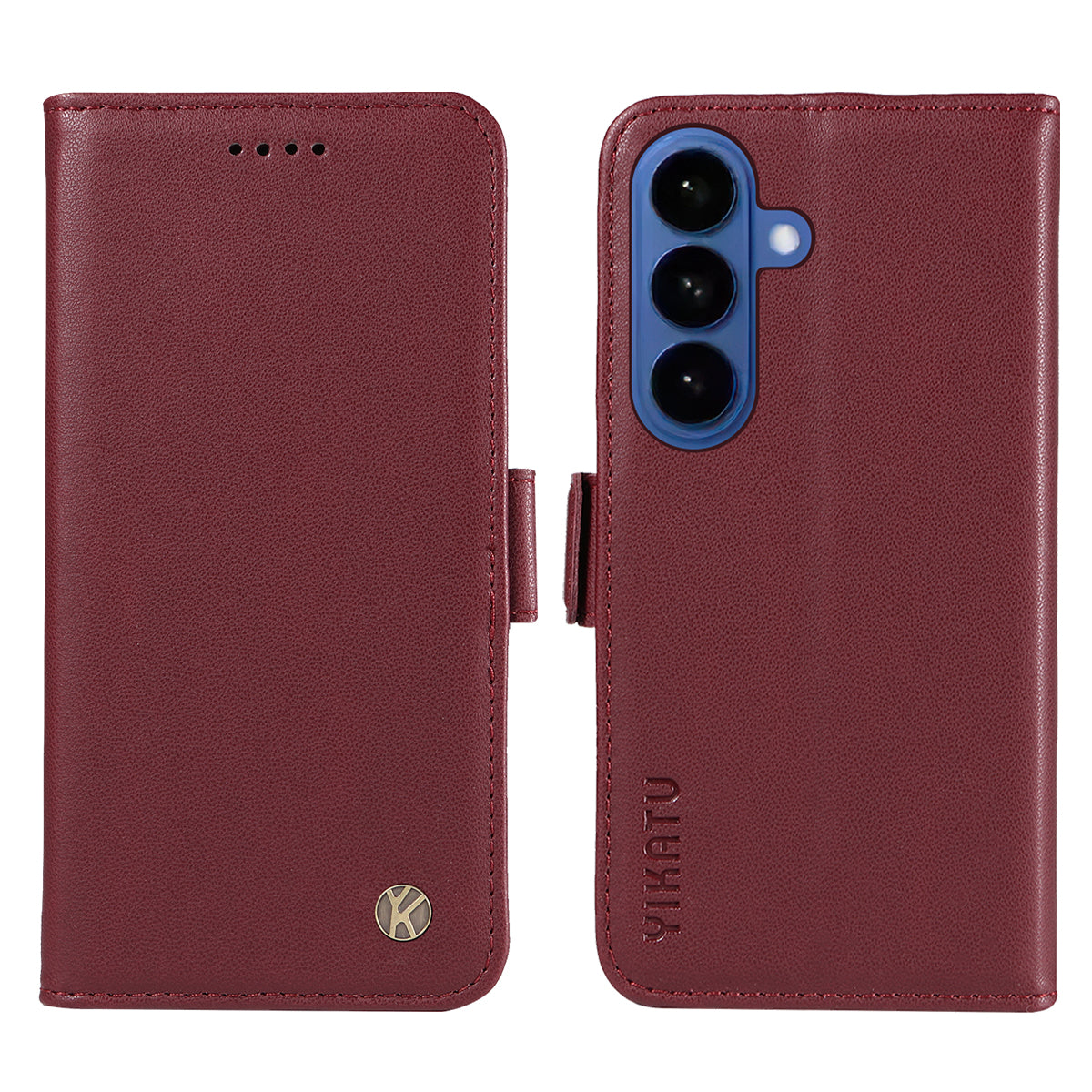 For-Samsung-Galaxy-S26-/-S26-Pro-Wallet-Phone-Case-YIKATU-YK-003-Leather-Stand-Cover-Wine-Red