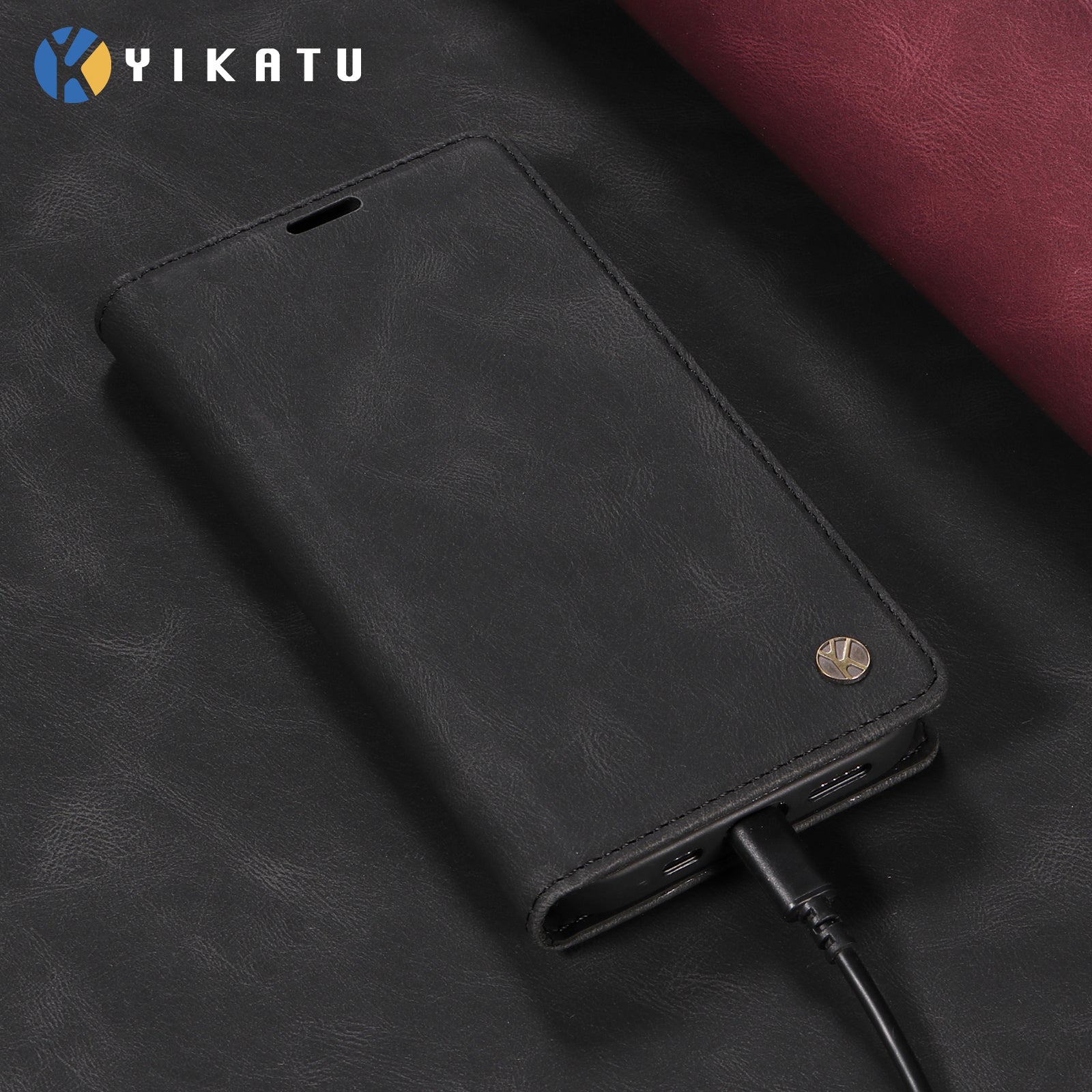 For-Samsung-Galaxy-S26-Edge-Leather-Cover-YIKATU-YK-004-Skin-Touch-Wallet-Phone-Cases-Black