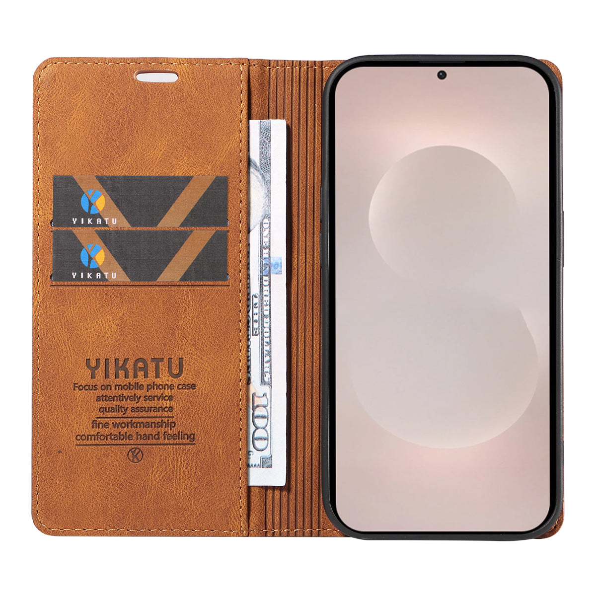 For-Samsung-Galaxy-S26-Edge-Leather-Cover-YIKATU-YK-004-Skin-Touch-Wallet-Phone-Cases-Brown